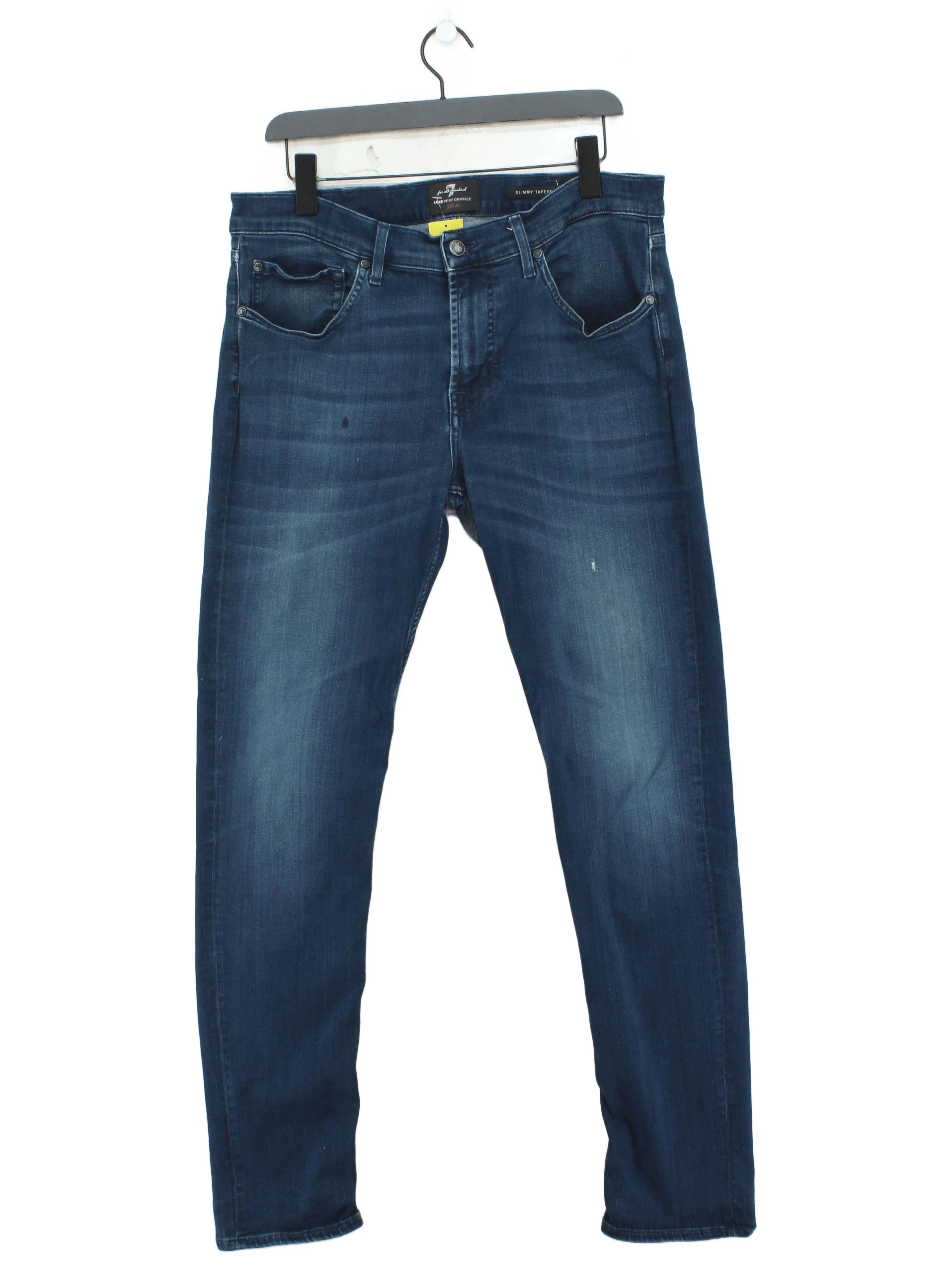 7 For All Mankind Men's Jeans W 36 in Blue Cotton with Viscose, Polyester Skinny