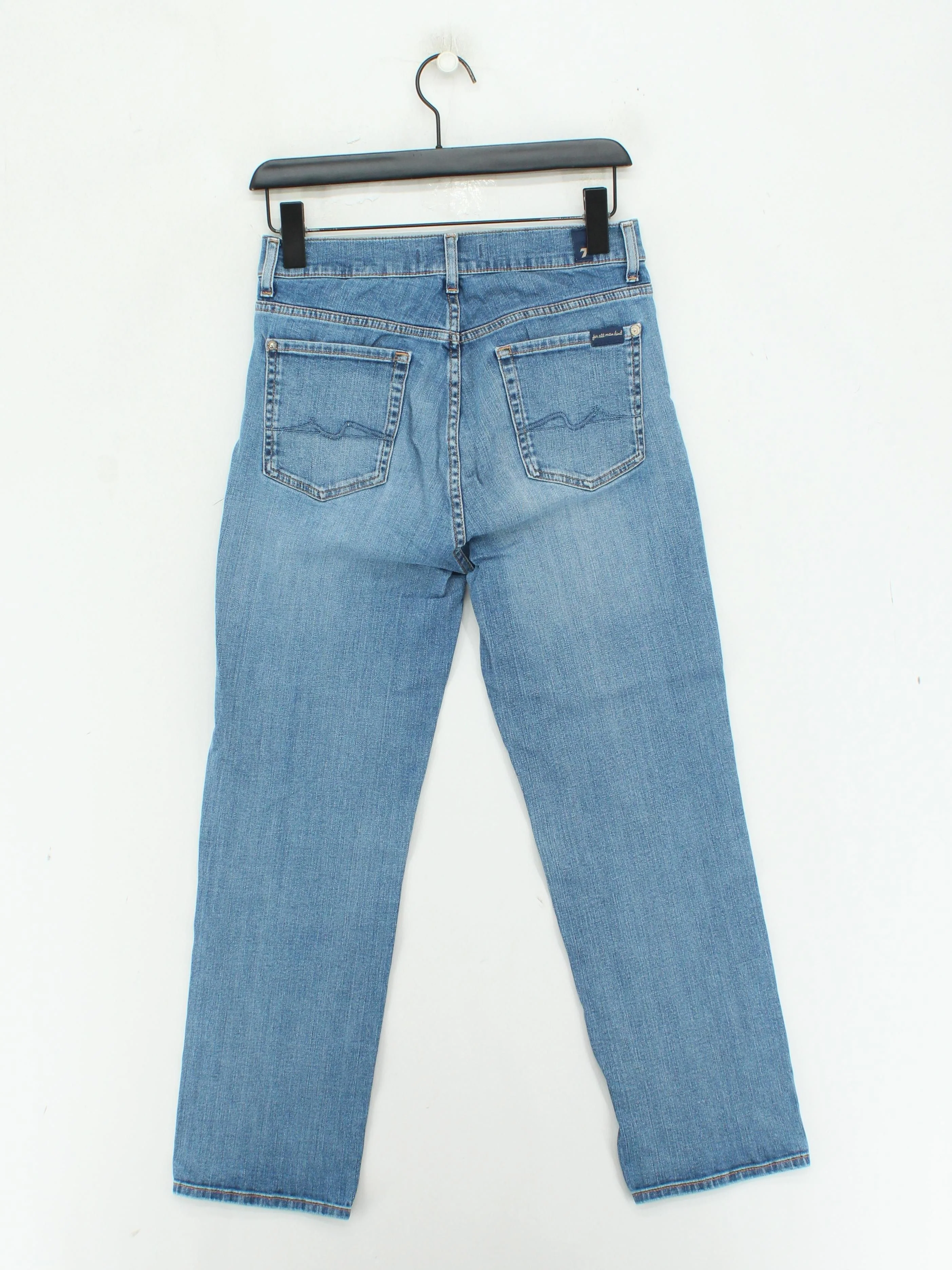 7 For All Mankind Women's Jeans W 28 in Blue Cotton with Polyester Straight - Image 2