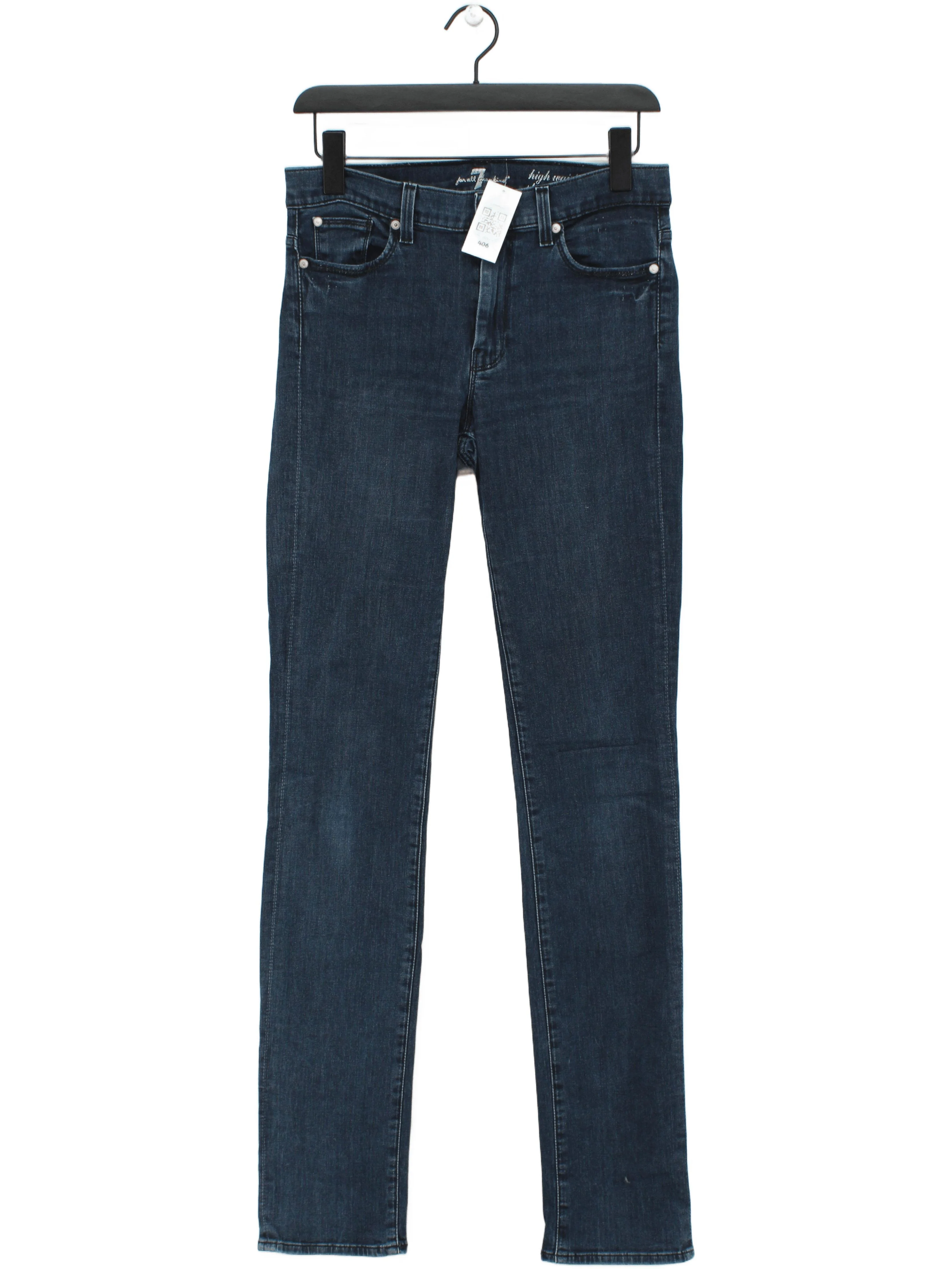 7 For All Mankind Women's Jeans W 29 in Blue Cotton with Spandex Straight