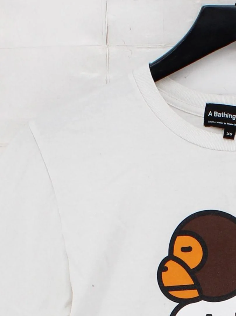 A Bathing Ape Men's T-Shirt XS White Graphic 100% Cotton Basic - Image 3