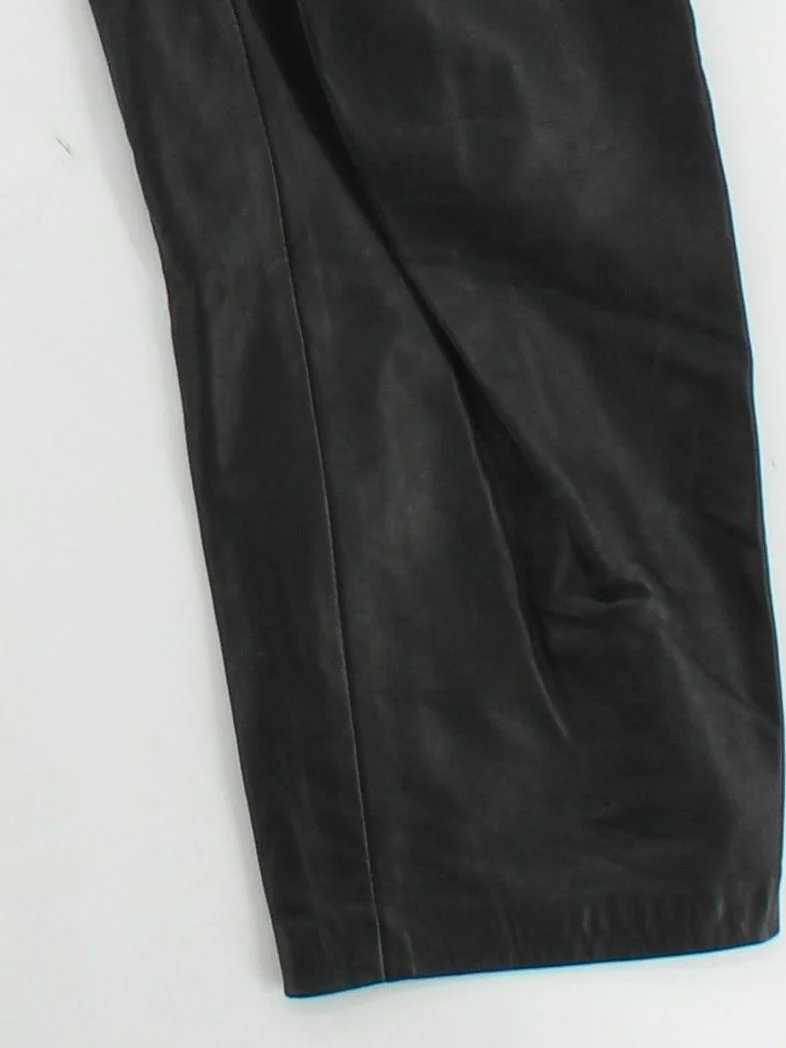 A.L.C. Women's Trousers UK 12 Black Leather with Polyester Tapered Chino - Image 4