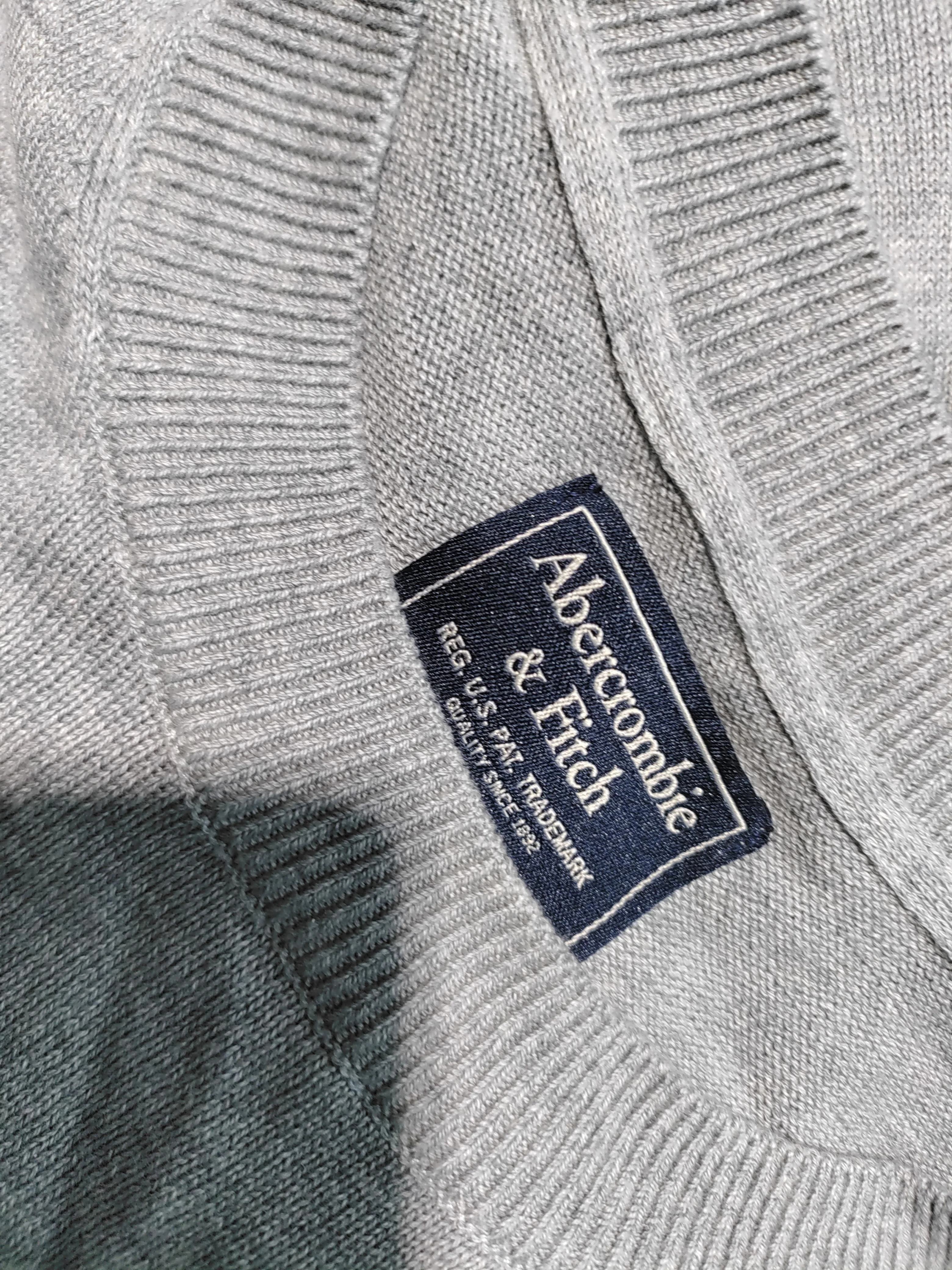 Abercrombie & Fitch Men's Jumper M Grey 100% Cotton Crew Neck Pullover - Image 5