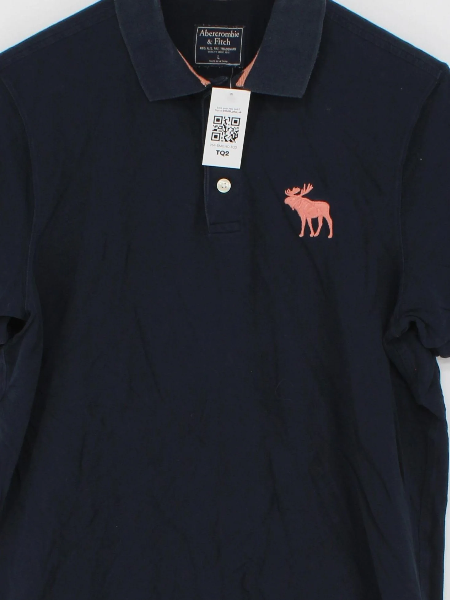 Abercrombie & Fitch Men's Polo L Blue Cotton with Elastane Basic - Image 3