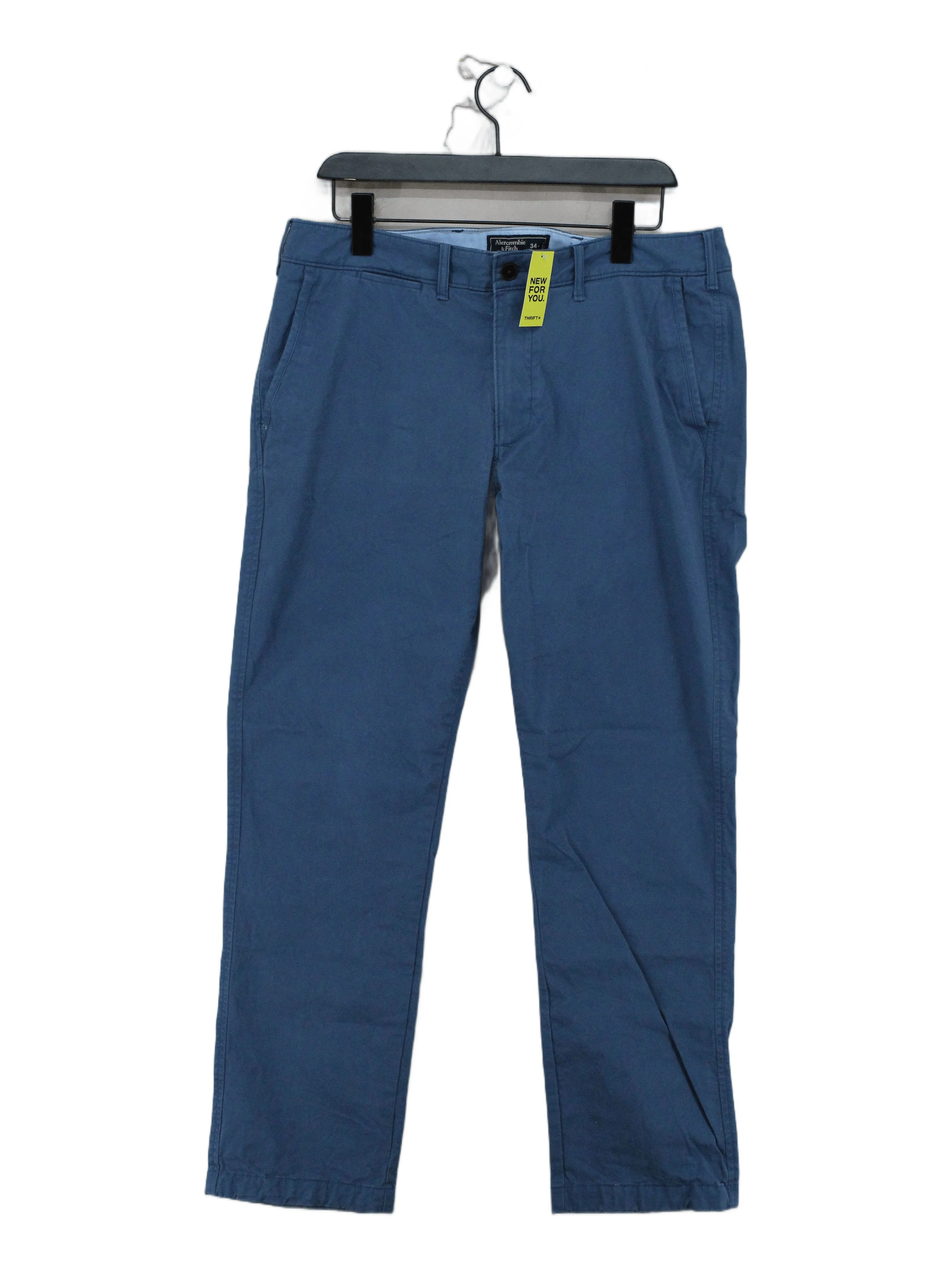 Abercrombie & Fitch Men's Trousers W 34 in Blue Cotton with Elastane Chino