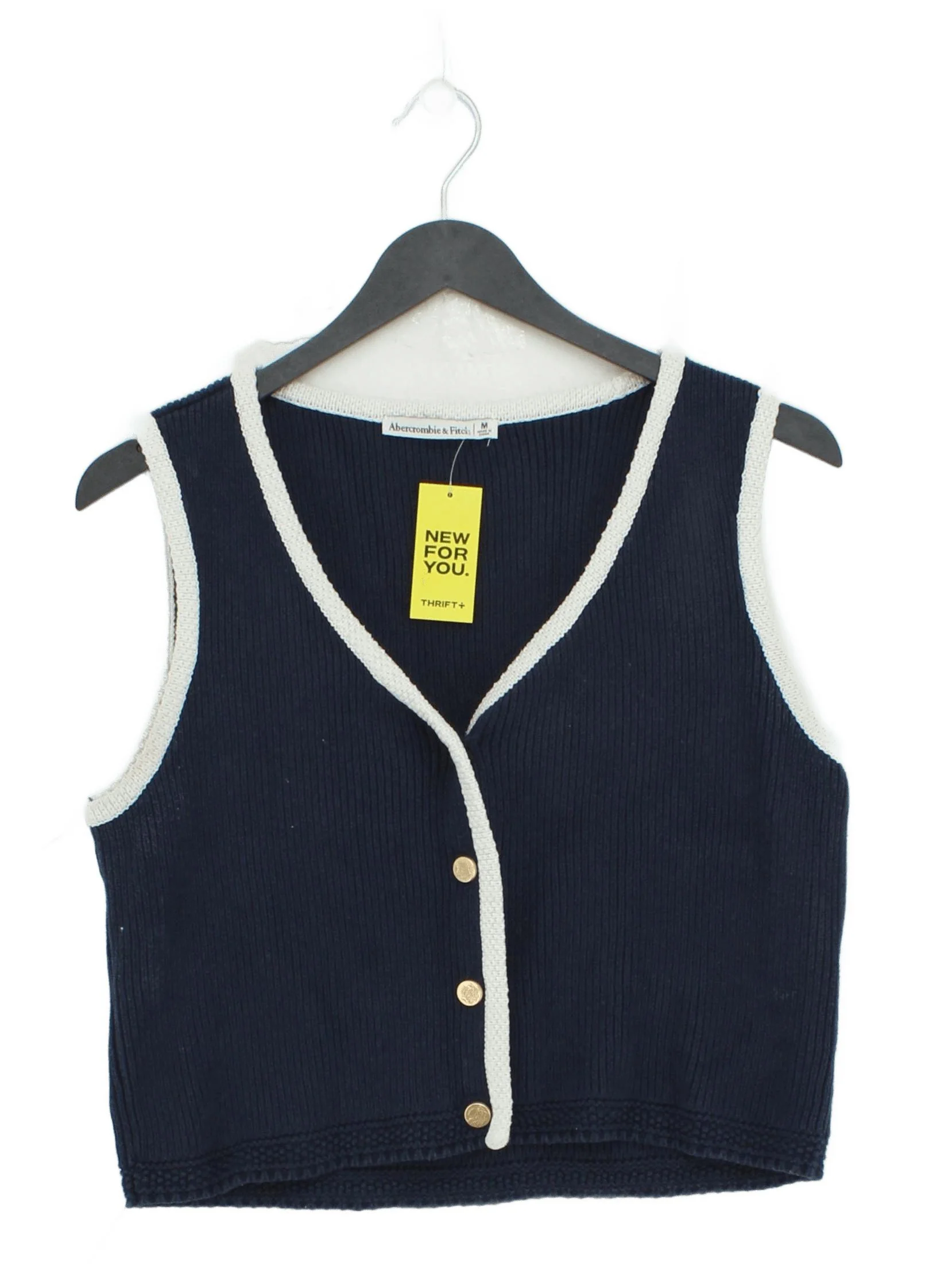 Abercrombie & Fitch Women's Cardigan M Blue Cotton with Viscose, Nylon Cardigan