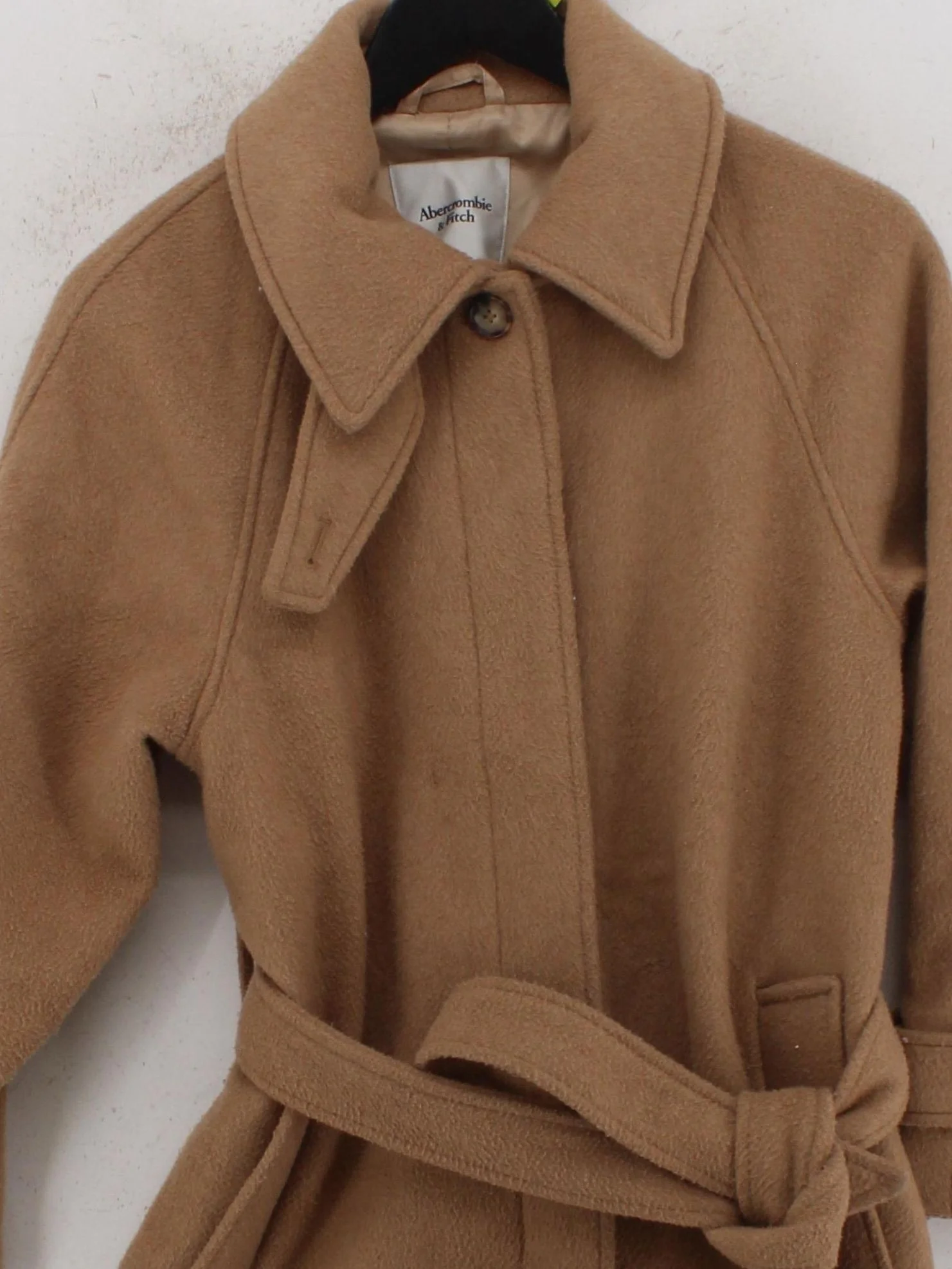 Abercrombie & Fitch Women's Coat S Tan Wool with Polyester Overcoat - Image 3