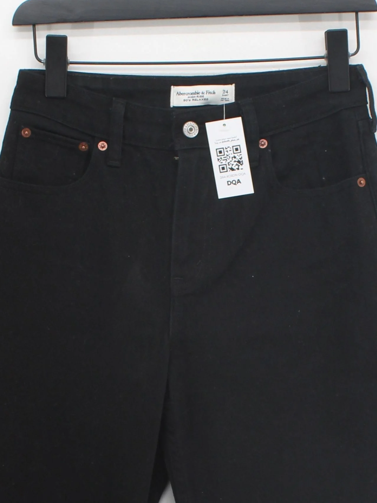 Abercrombie & Fitch Women's Jeans W 24 in Black Cotton with Elastane Mom - Image 3