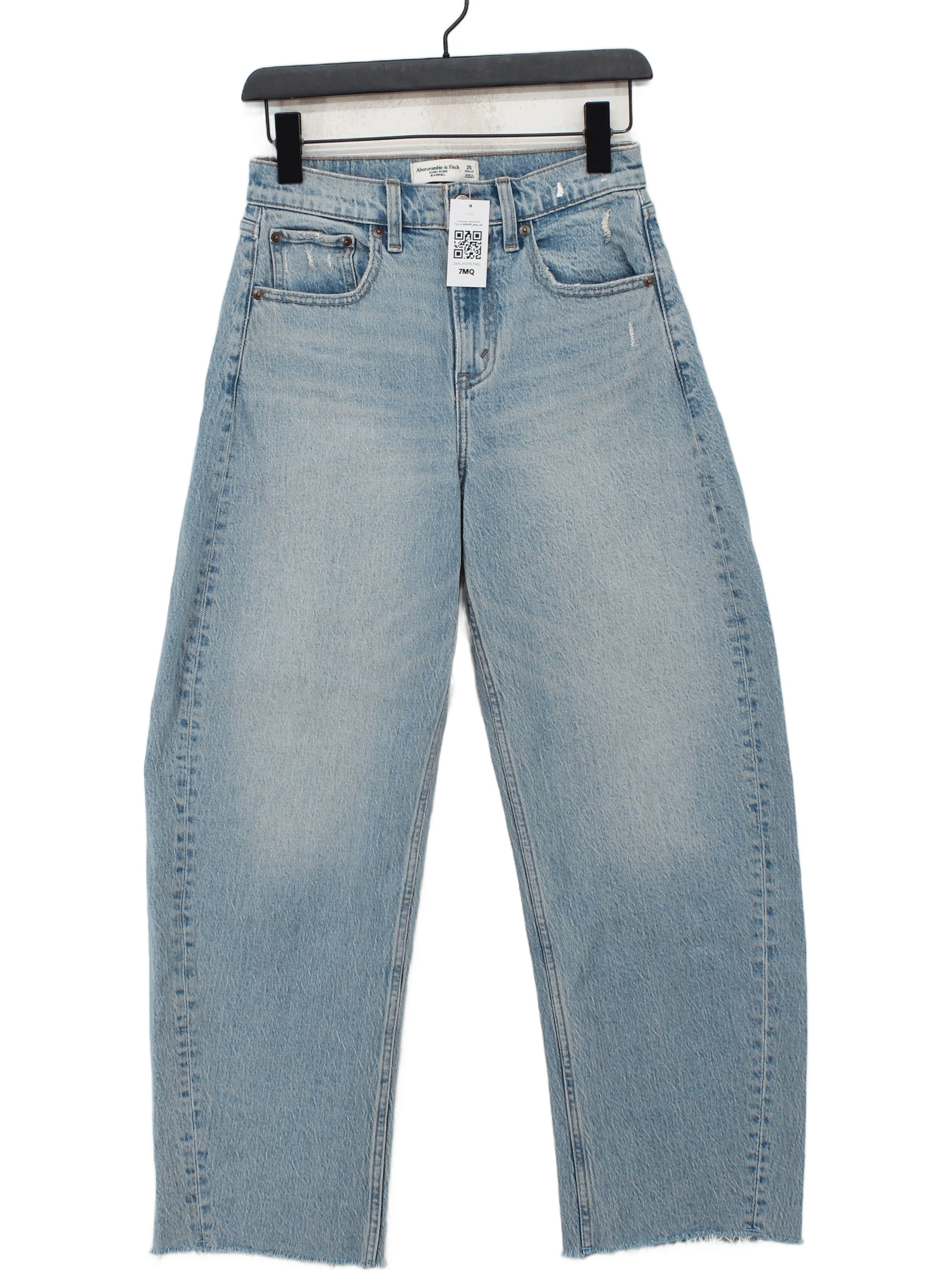 Abercrombie & Fitch Women's Jeans W 25 in Blue Cotton with Elastane Wide-Leg