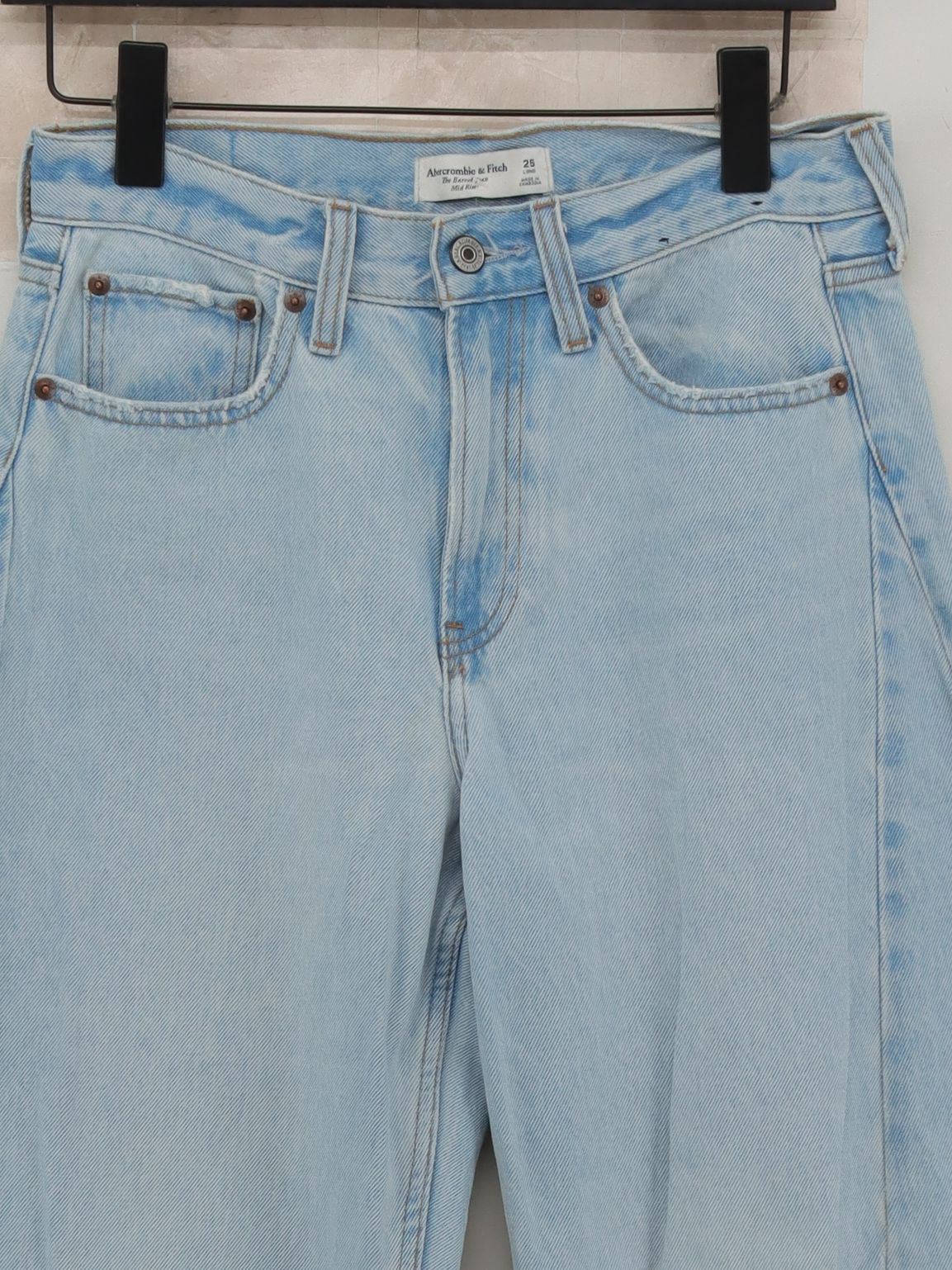 Abercrombie & Fitch Women's Jeans W 25 in Blue Cotton with Polyester Wide-Leg - Image 3