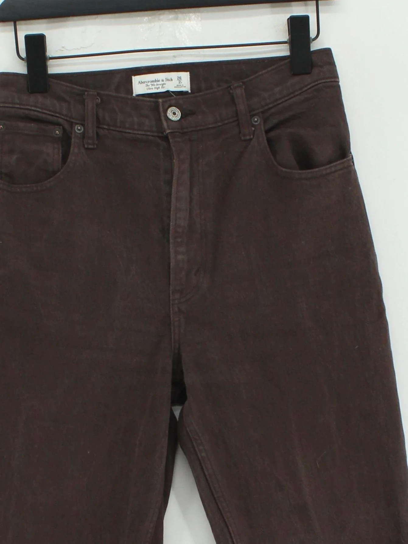 Abercrombie & Fitch Women's Jeans W 26 in Brown Cotton with Elastane Straight - Image 3