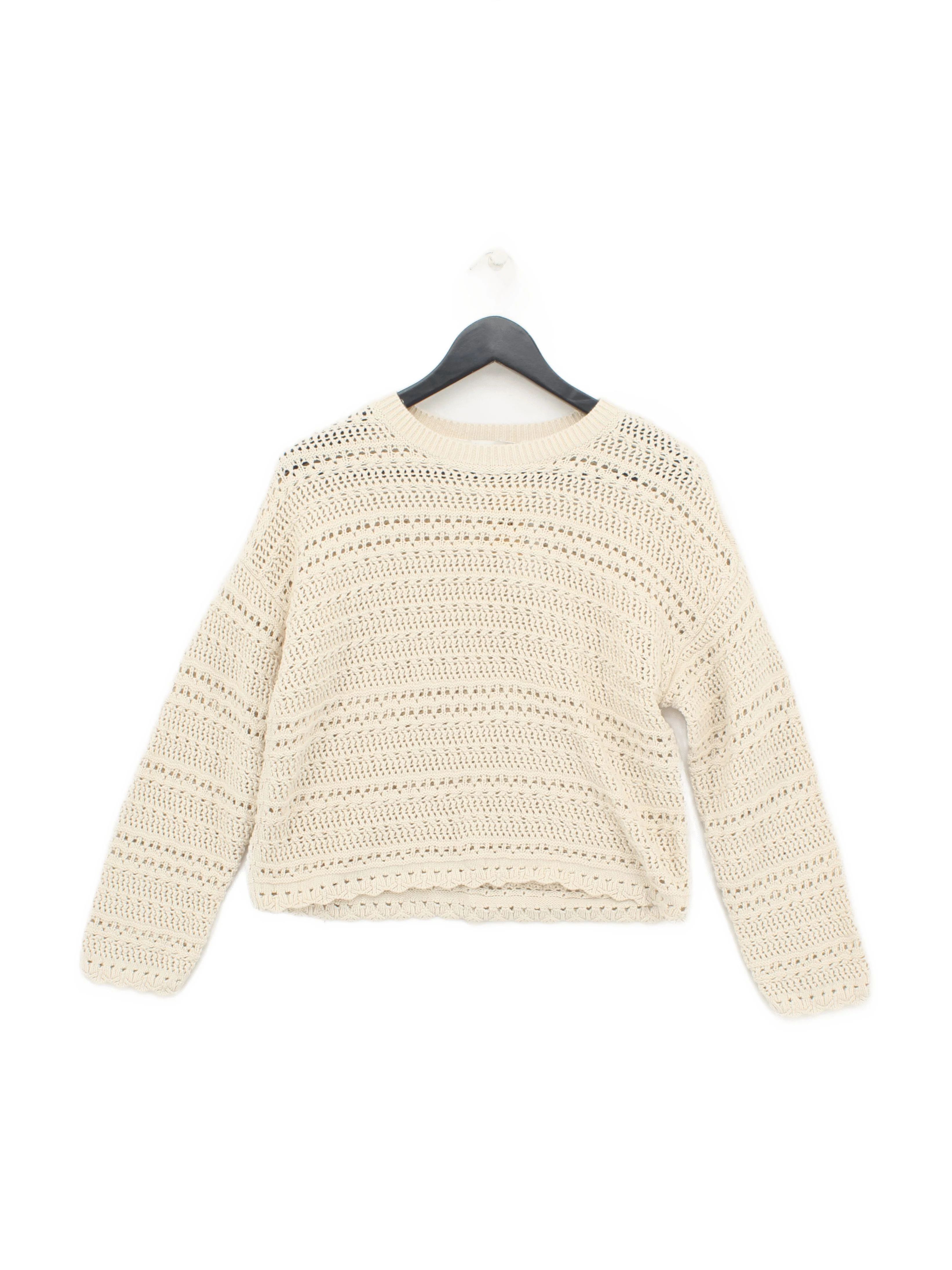 Abercrombie & Fitch Women's Jumper S Cream 100% Cotton Round Neck Pullover
