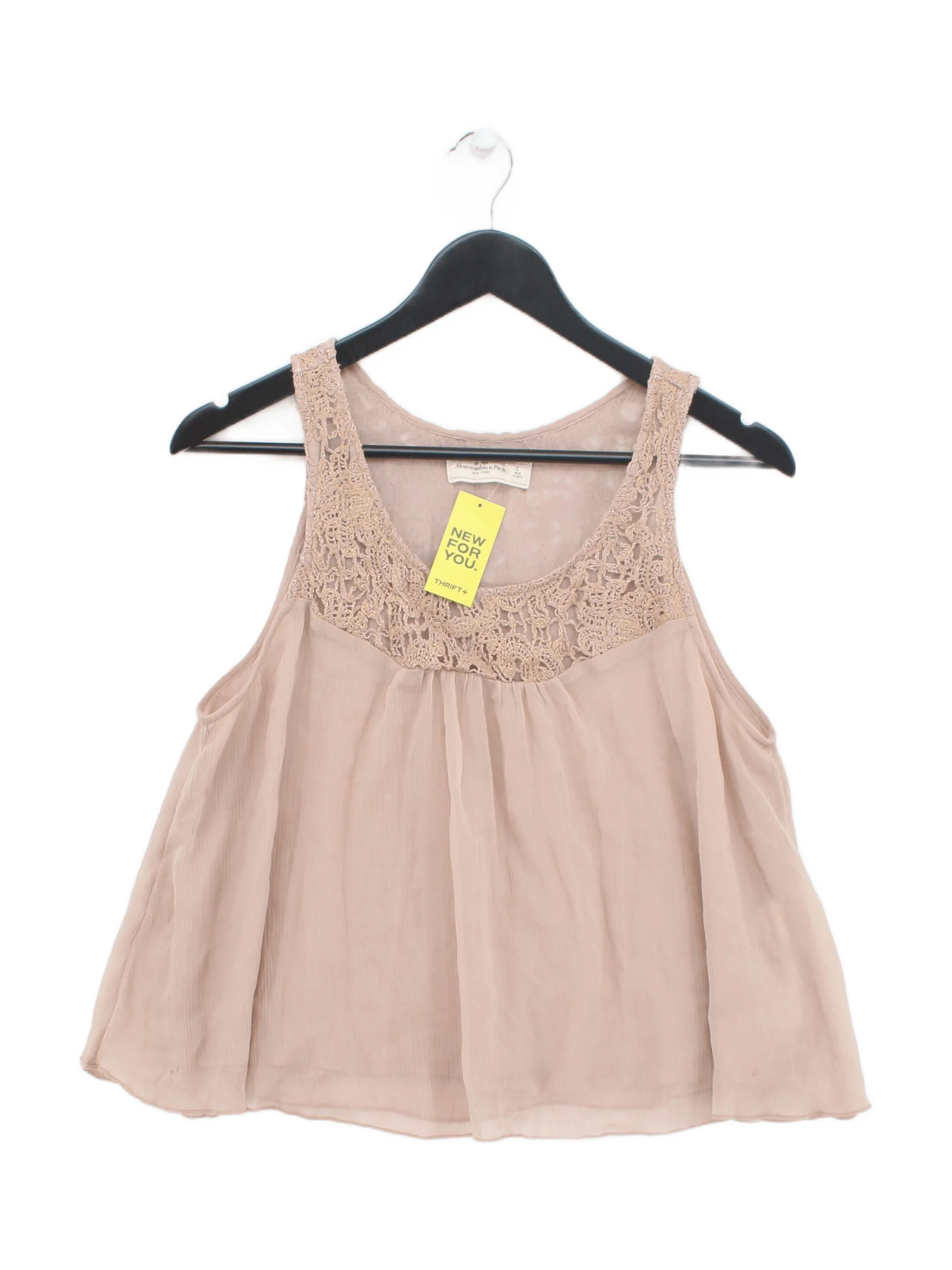Abercrombie & Fitch Women's Top L Tan Polyester with Viscose Basic