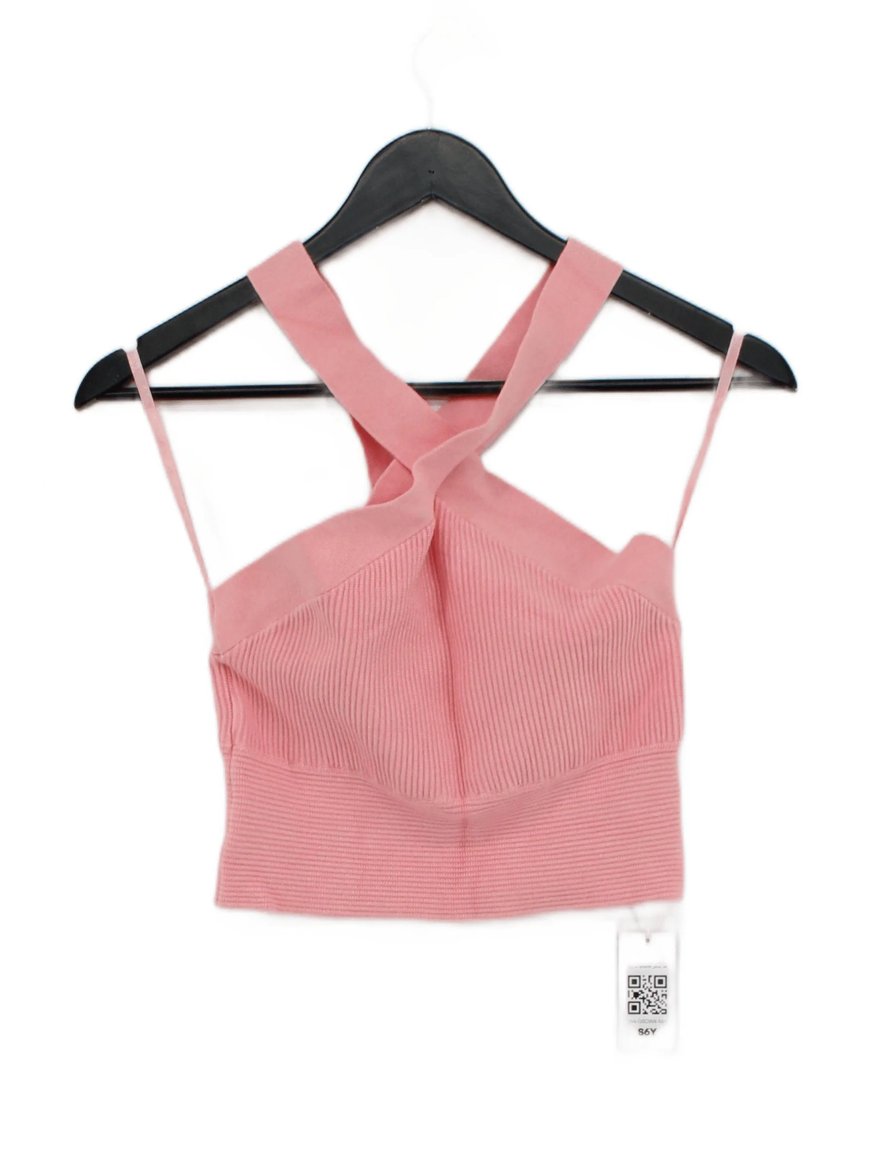 Abercrombie & Fitch Women's Top M Pink Viscose with Nylon, Elastane Cropped