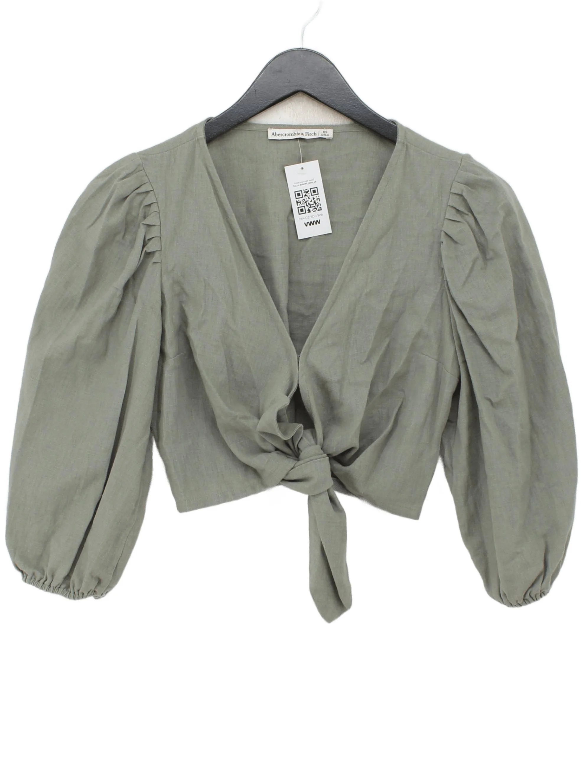 Abercrombie & Fitch Women's Top XS Green Linen with Viscose Cropped
