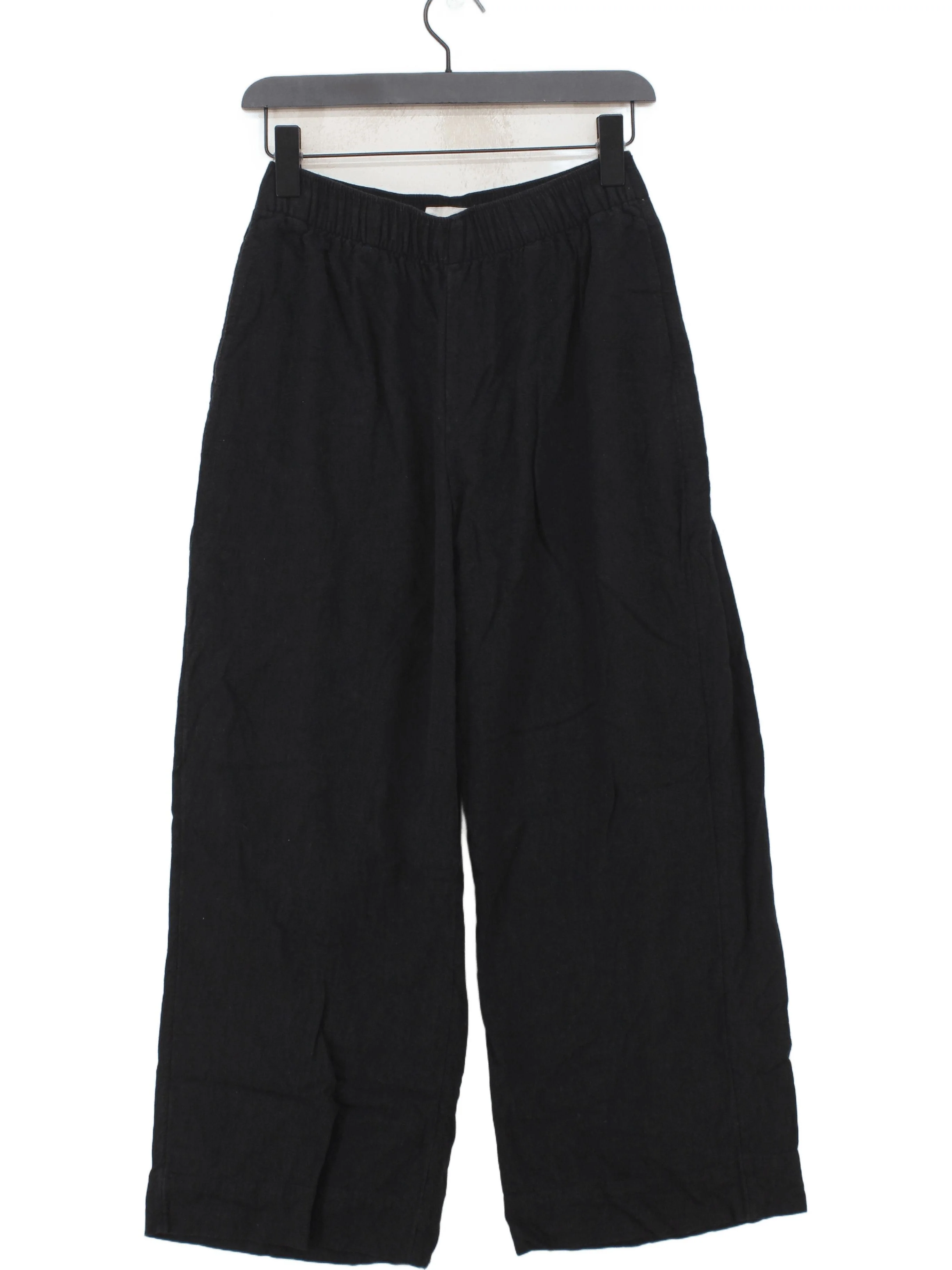 Abercrombie & Fitch Women's Trousers S Black Linen with Viscose Wide-Leg Chino