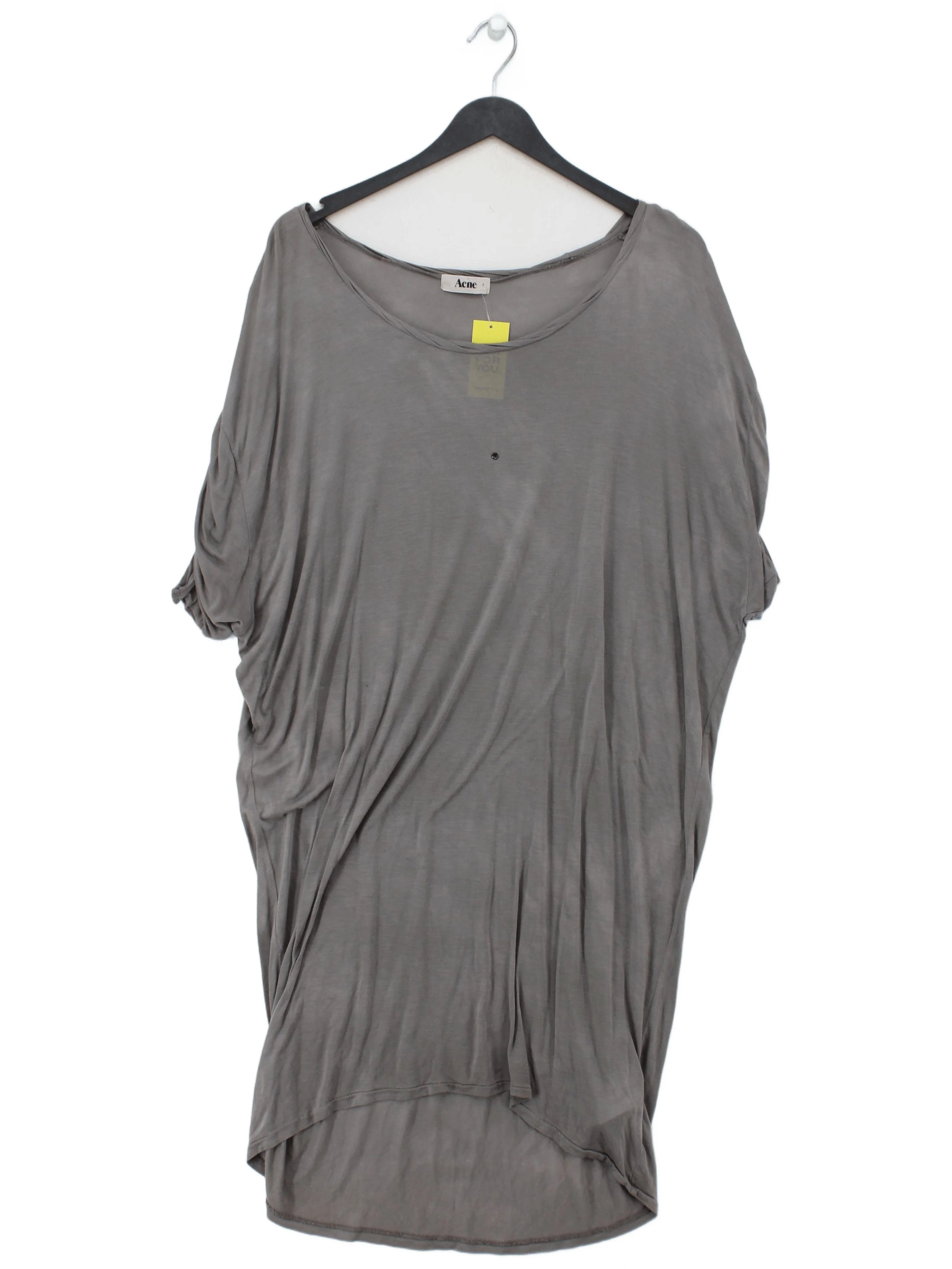 Acne Studios Women's Top S Grey 100% Lyocell Modal Short Sleeve Round Neck Tunic
