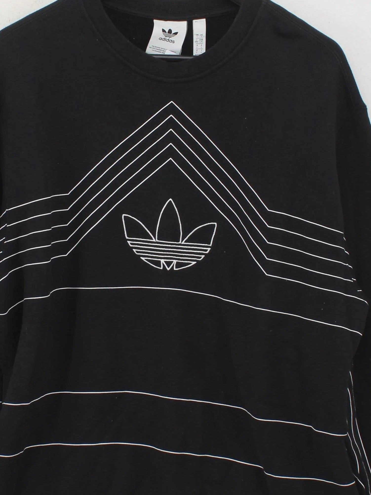 Adidas Men's Hoodie L Black Graphic 100% Cotton Pullover - Image 3