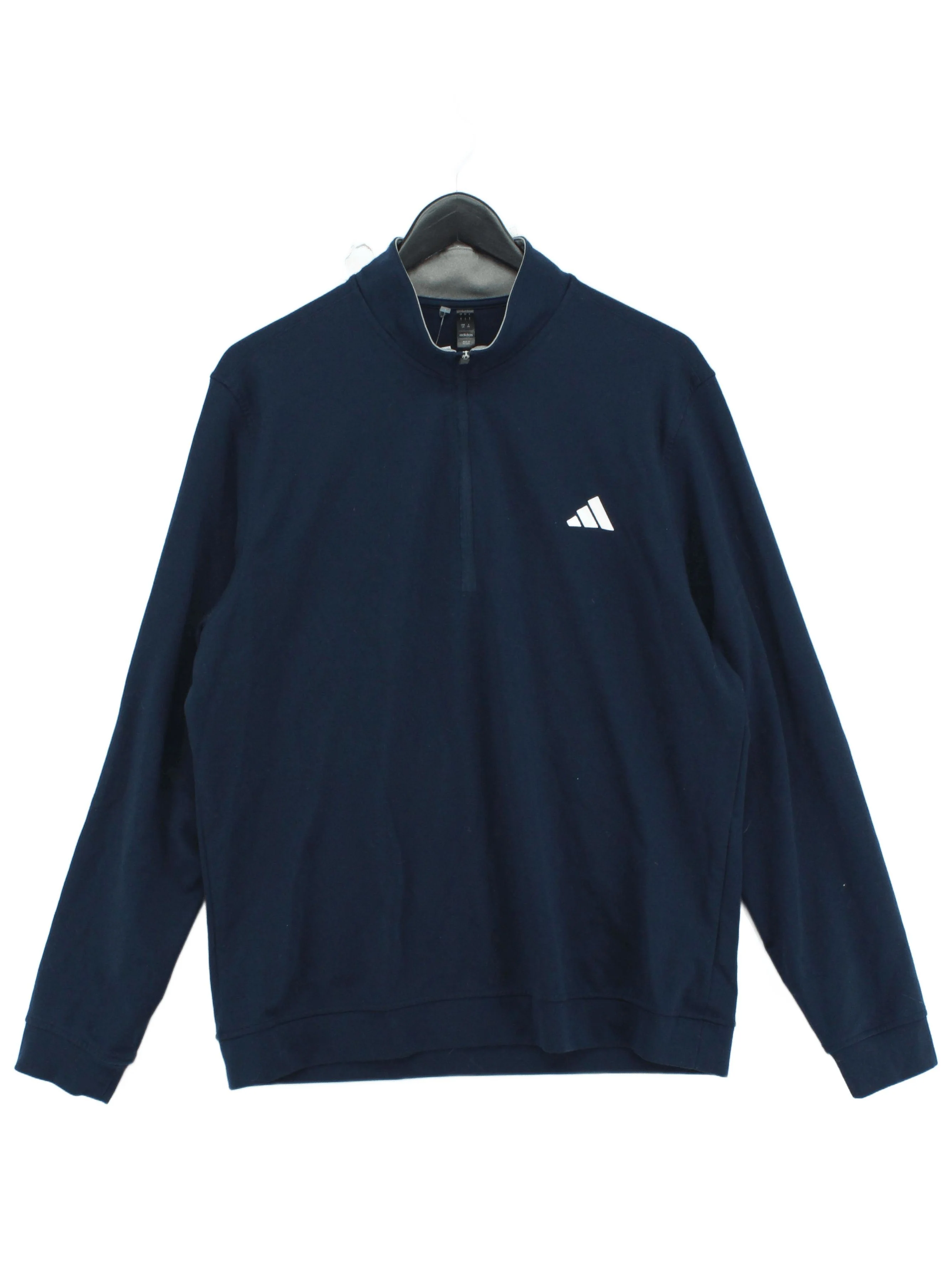 Adidas Men's Hoodie L Blue 100% Cotton Pullover