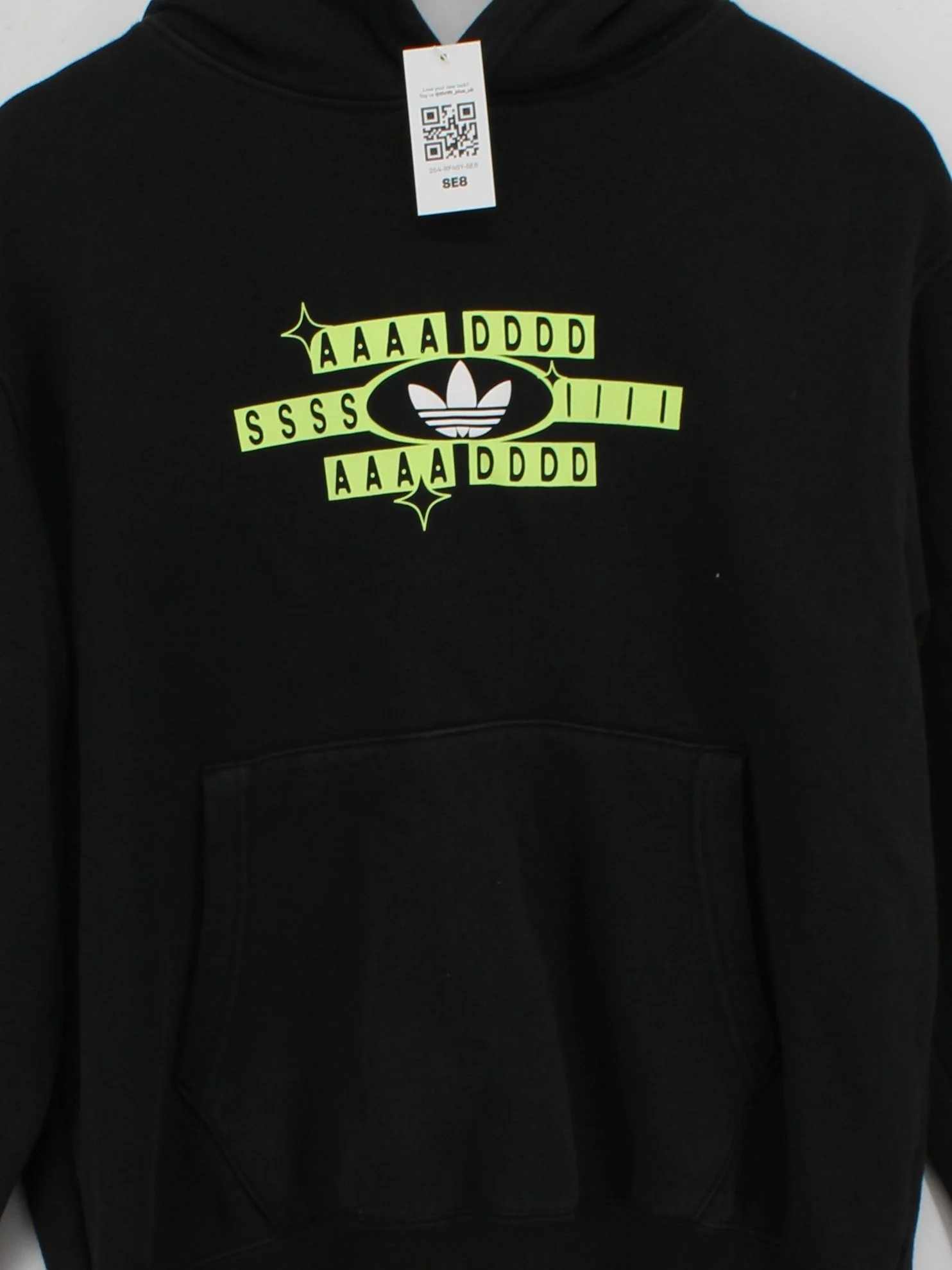 Adidas Men's Hoodie S Black Graphic Cotton with Polyester Pullover - Image 3