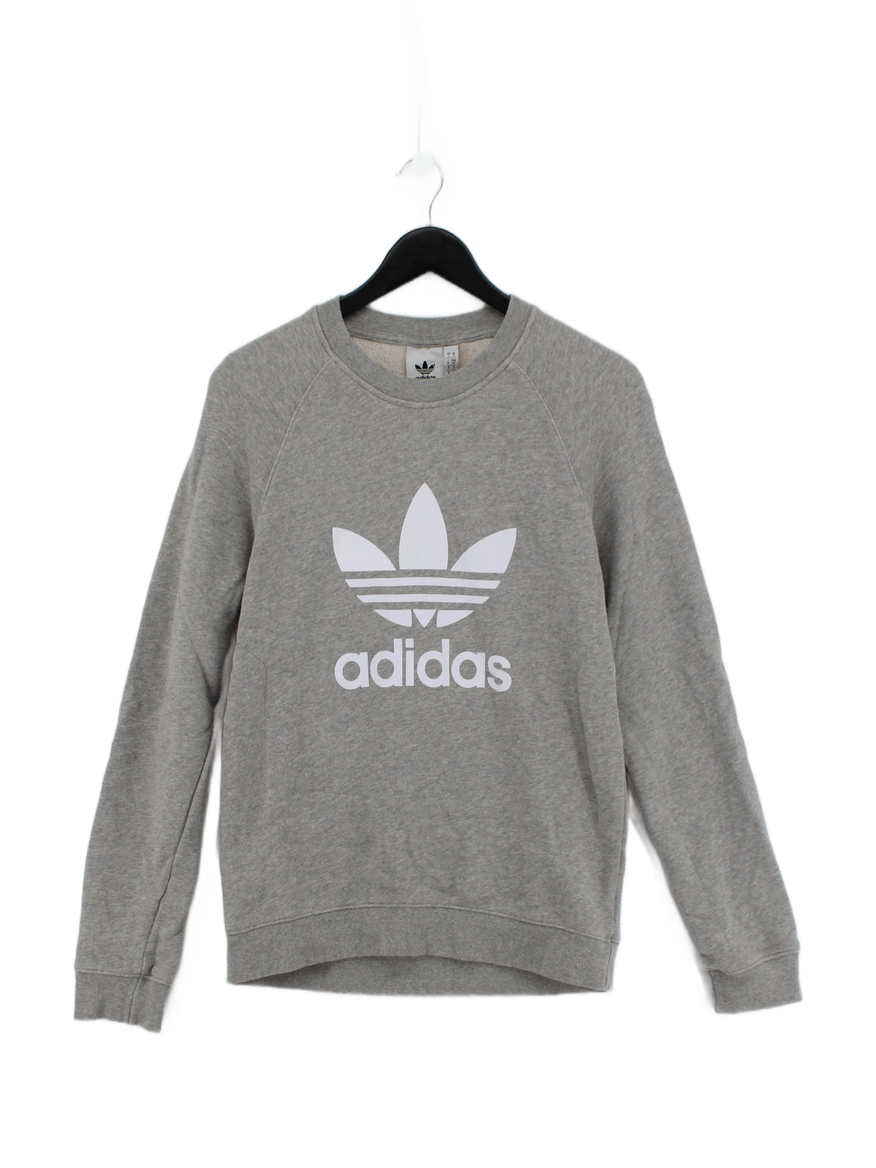 Adidas Men's Hoodie S Grey Graphic Cotton with Polyester Pullover