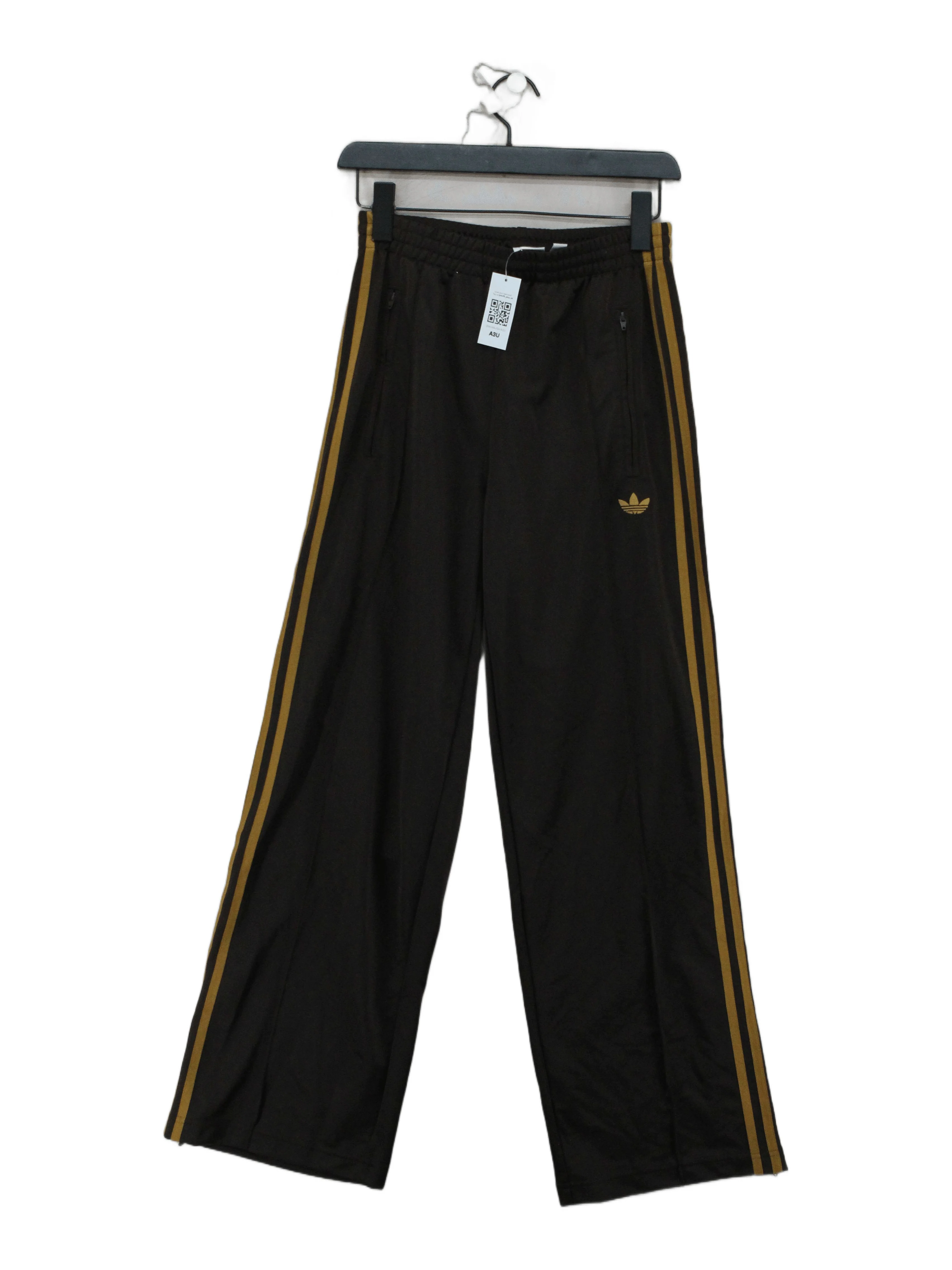 Adidas Men's Sports Bottoms XS Brown Striped 100% Polyester Sweatpants