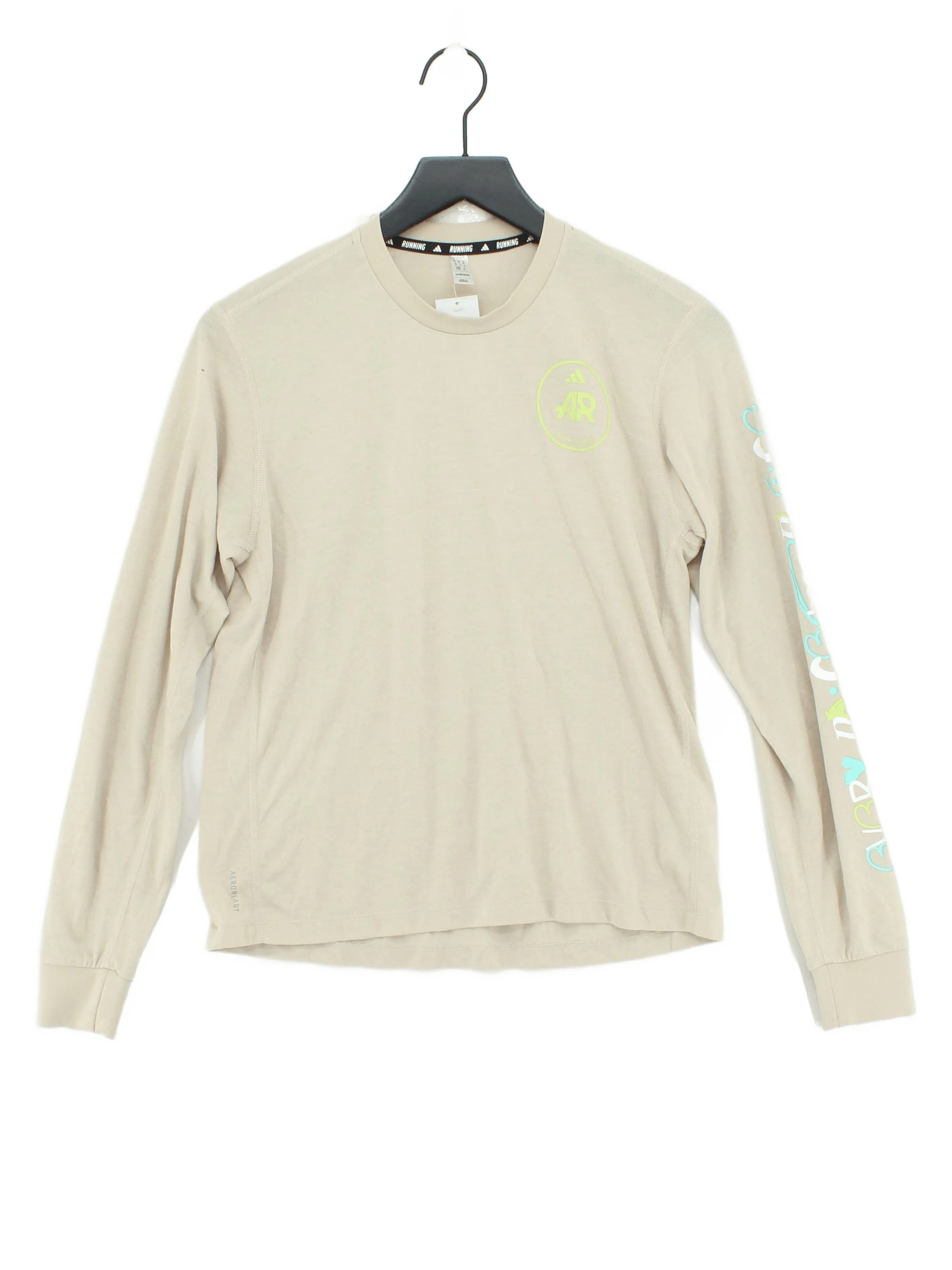 Adidas Men's T-Shirt XS Cream Graphic Polyester with Viscose Round Neck Basic