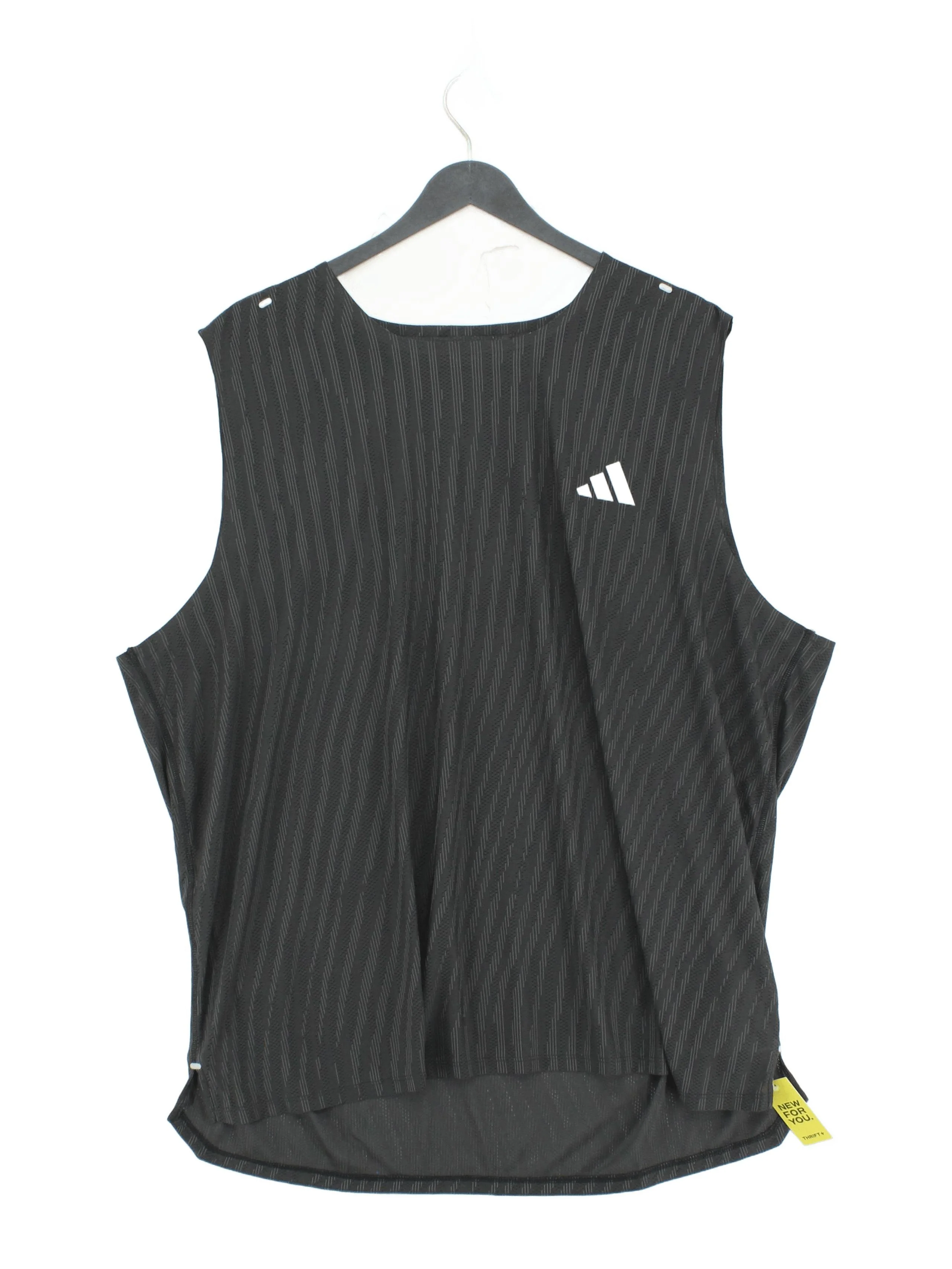 Adidas Men's T-Shirt XXL Grey Striped 100% Polyester Sleeveless Round Neck Basic