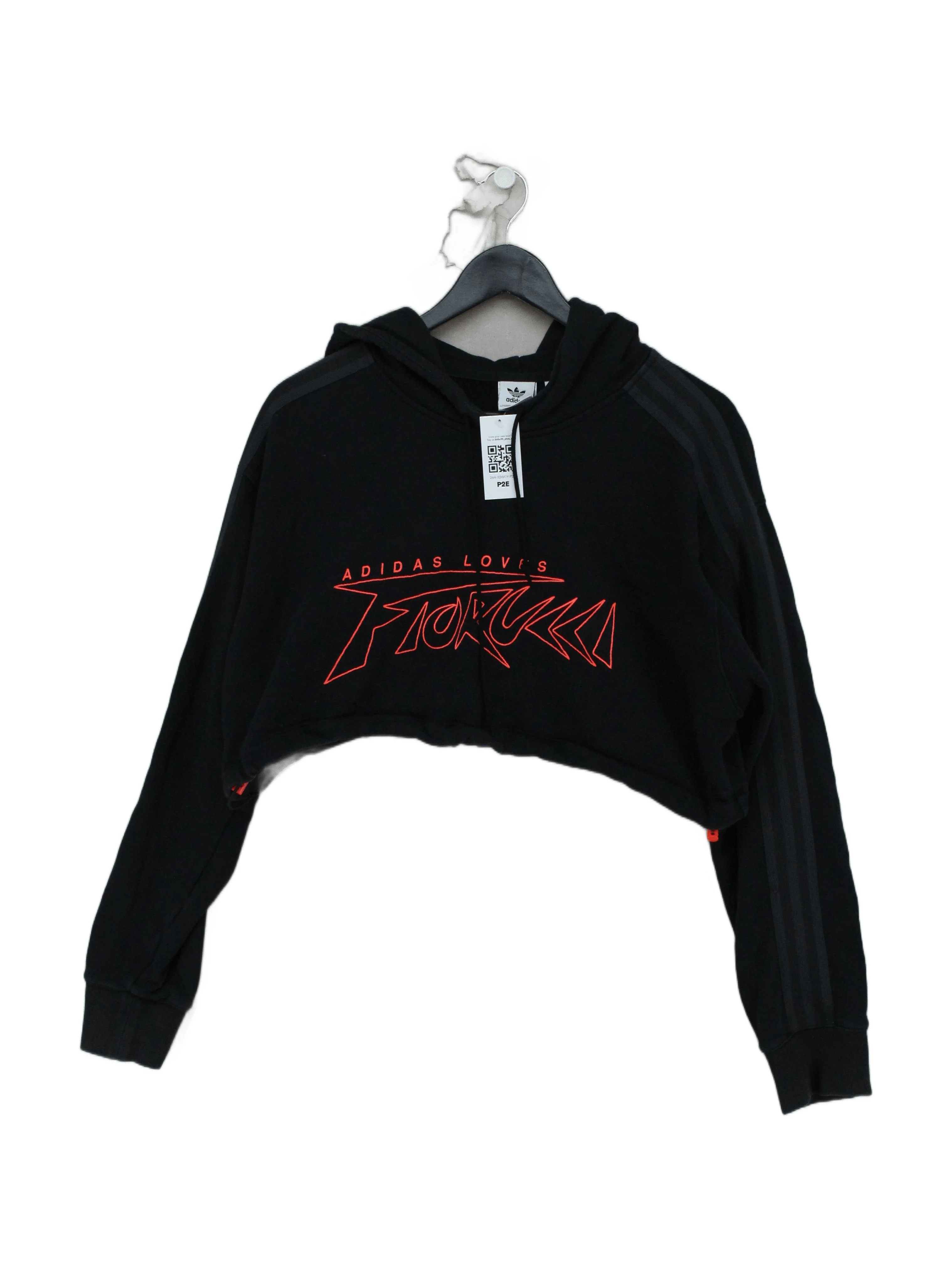 Adidas Women's Hoodie S Black Graphic Cotton with Spandex Pullover