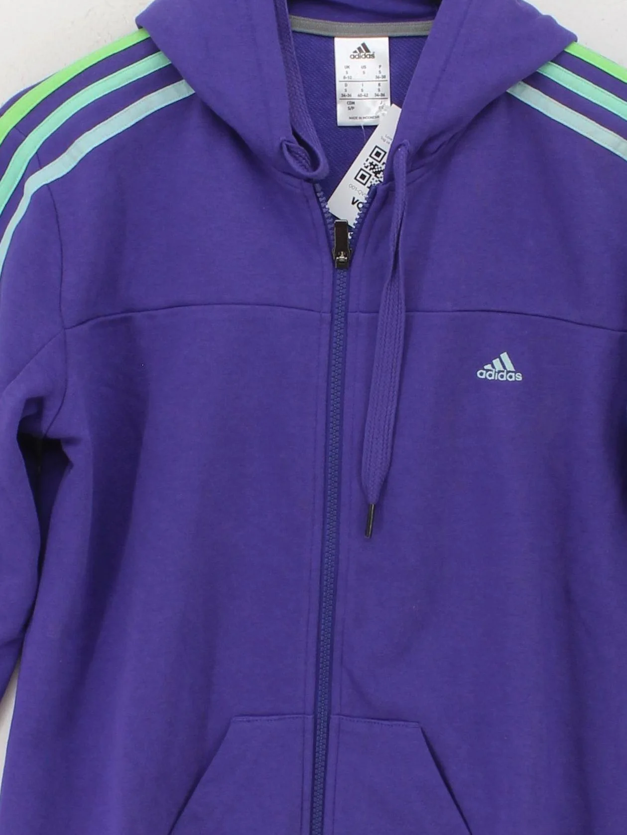 Adidas Women's Hoodie S Purple Striped Cotton with Polyester Pullover - Image 3
