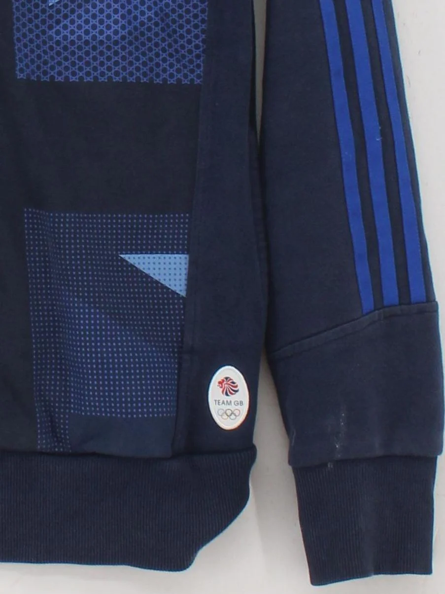 Adidas Women's Hoodie UK 14 Blue Graphic Cotton with Polyester Pullover - Image 4