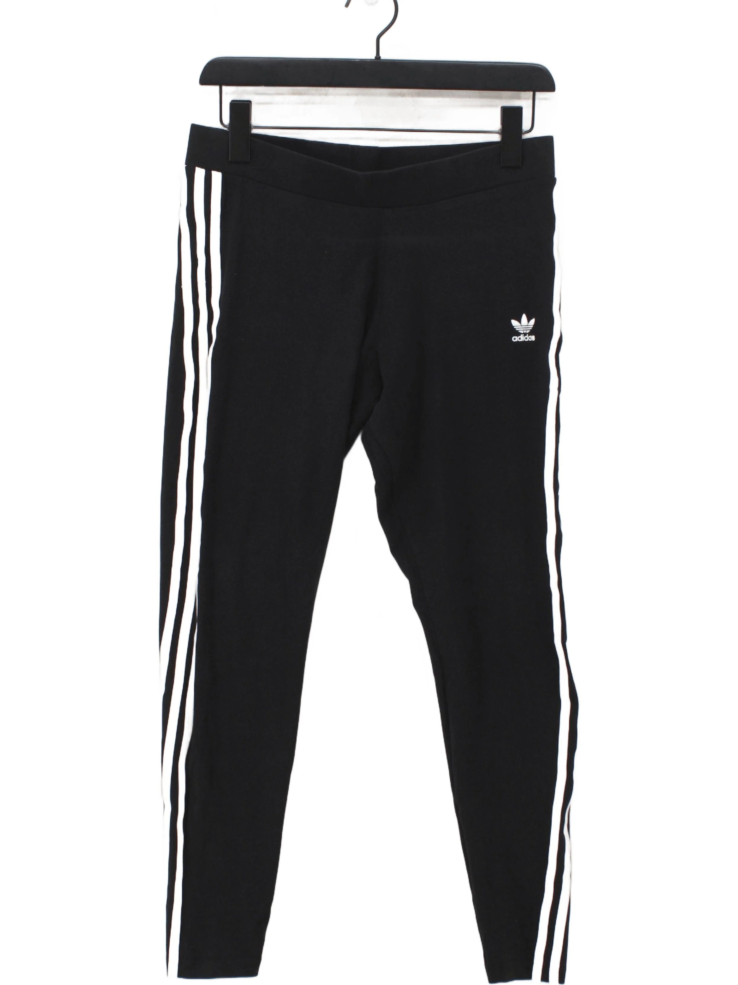 Adidas Women's Leggings UK 16 Black Striped Cotton with Spandex Full length