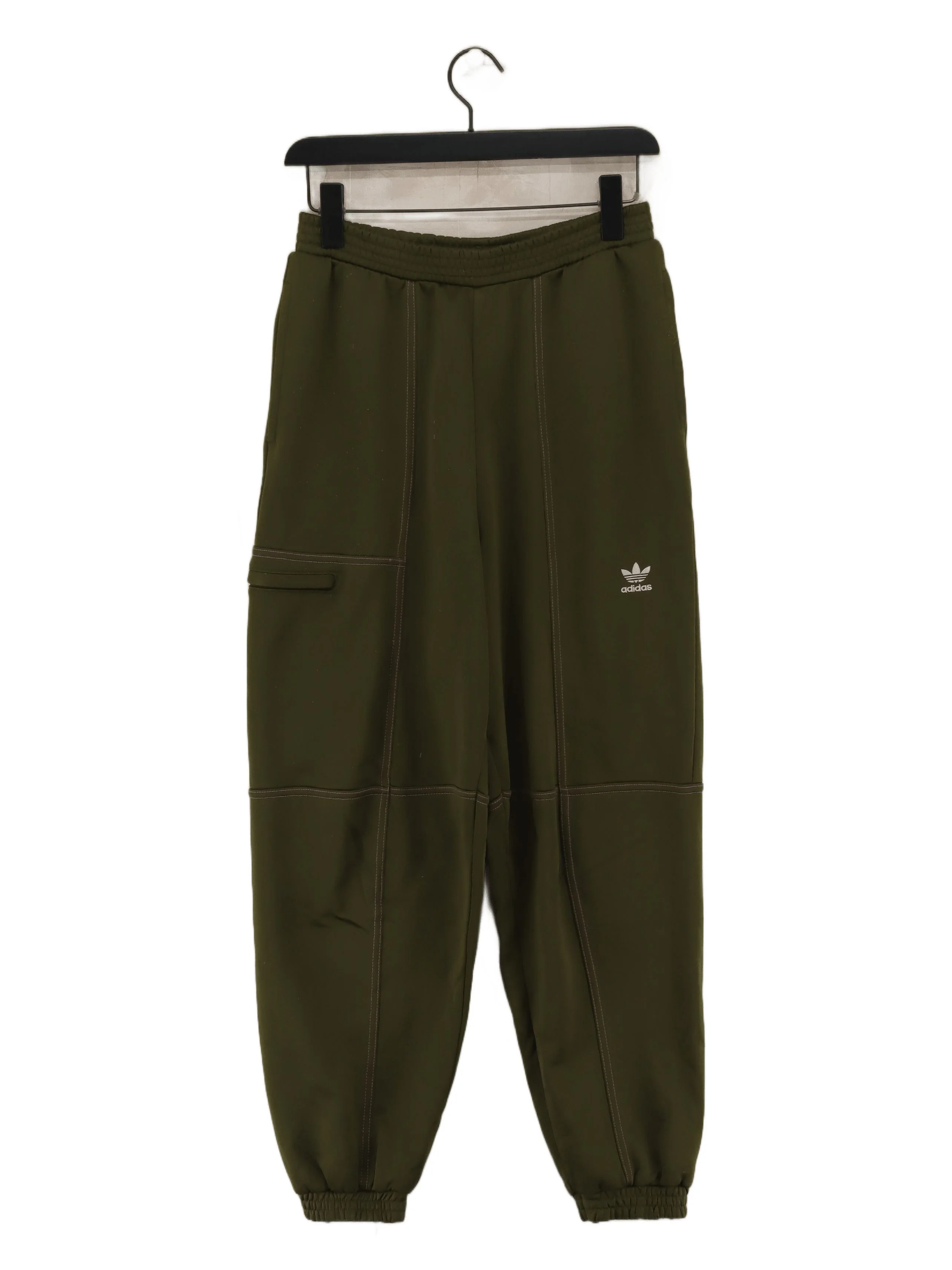 Adidas Women's Sports Bottoms UK 10 Green 100% Polyester Straight Sweatpants