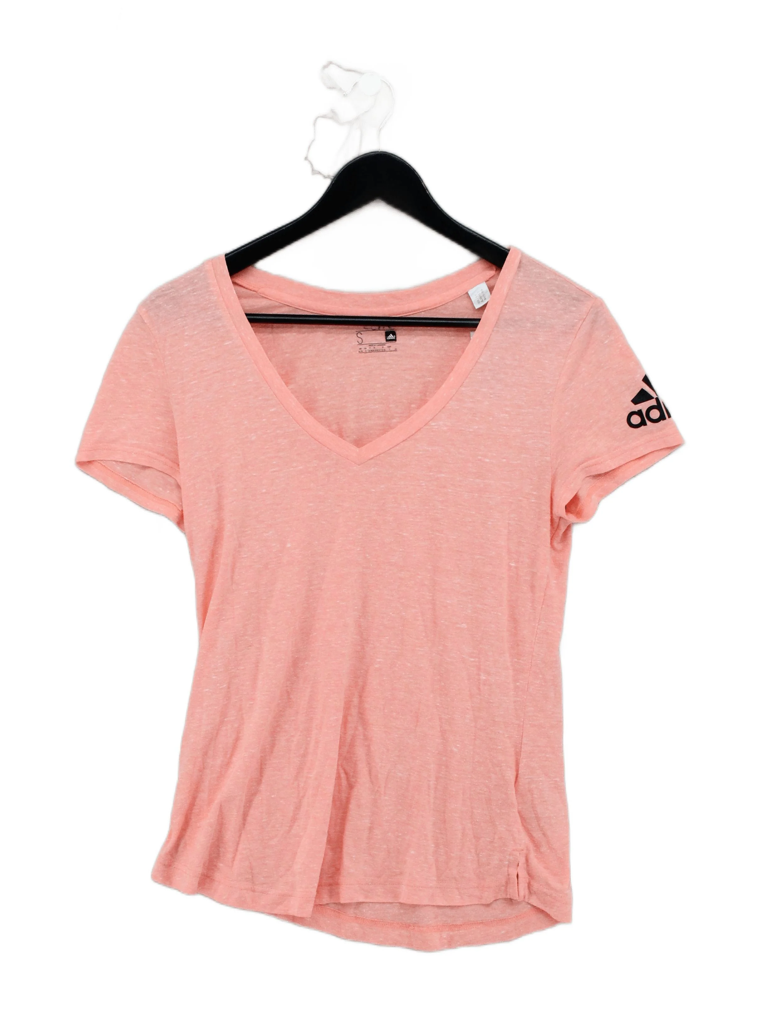 Adidas Women's T-Shirt S Pink Polyester with Rayon, Elastane Basic
