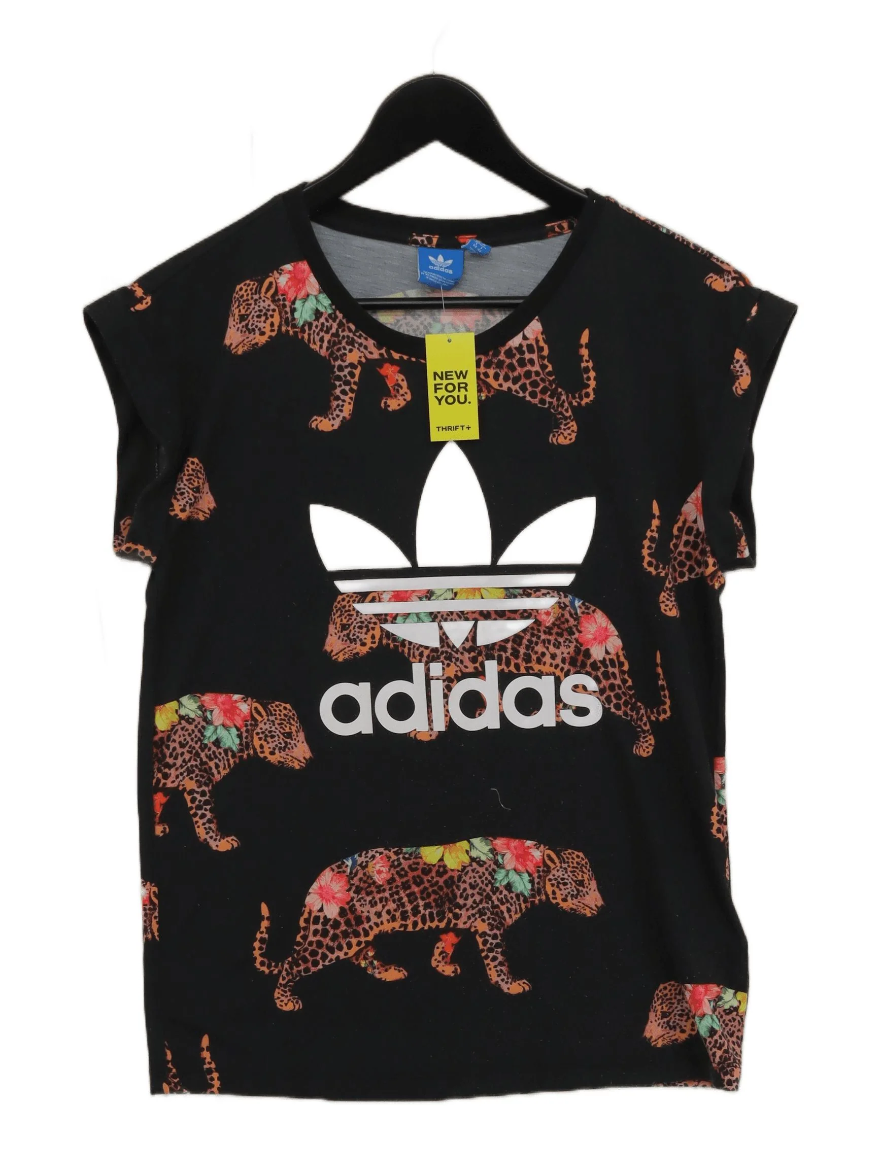 Adidas Women's T-Shirt UK 8 Black 100% Cotton Basic