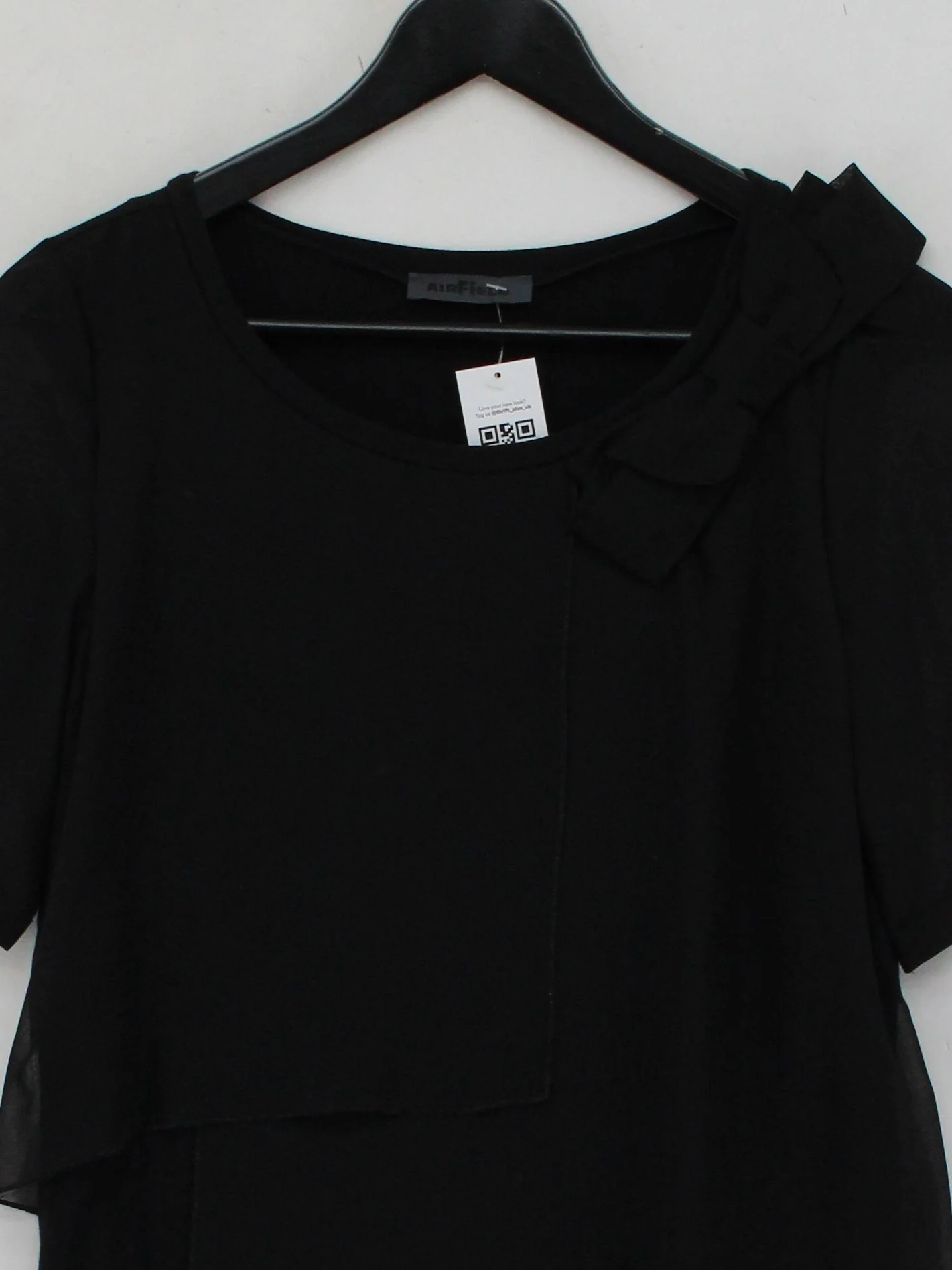 Airfield Women's Top UK 8 Black Cotton with Viscose, Elastane Basic - Image 3