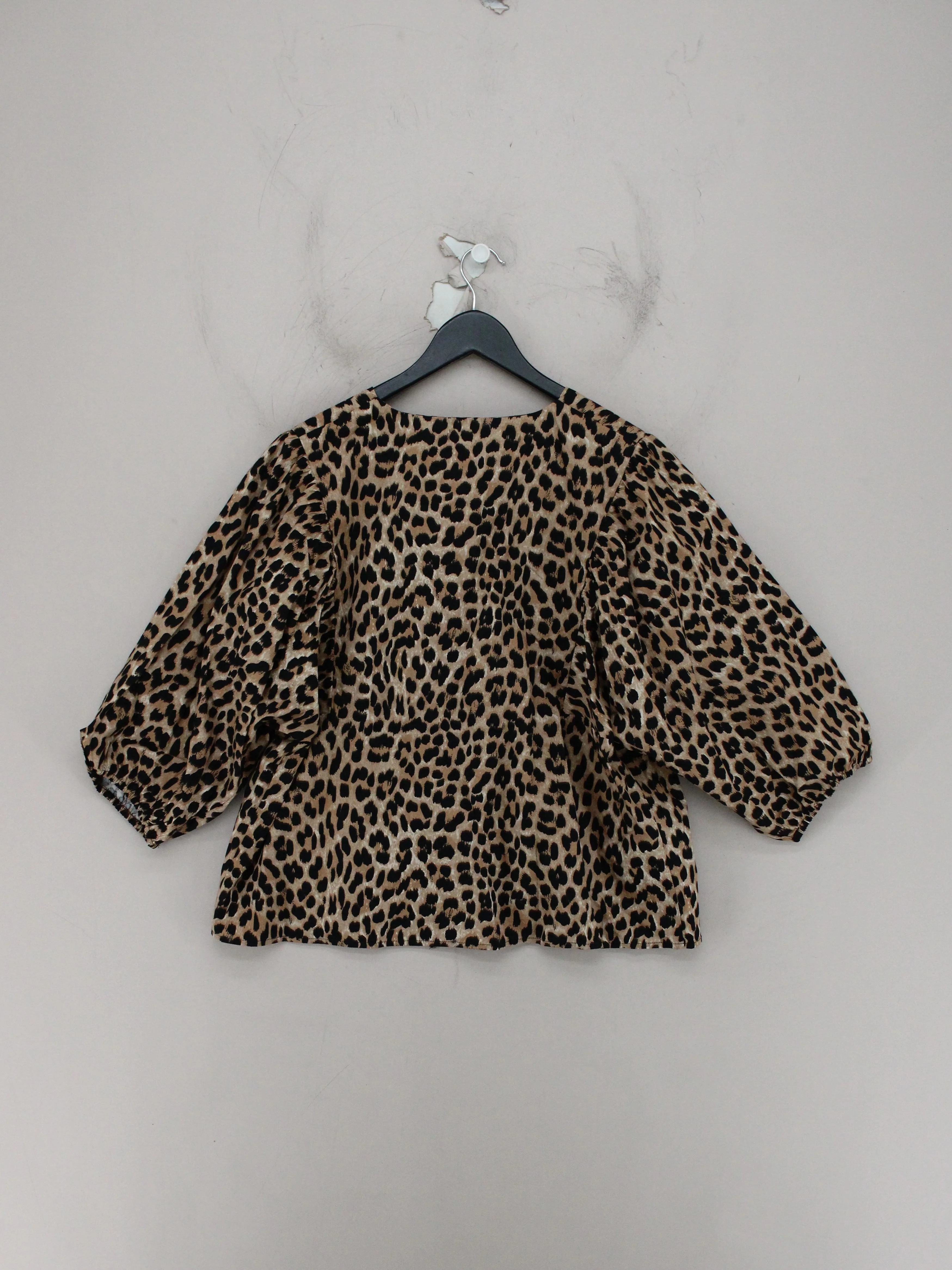 Albaray Women's Top UK 12 Multi Animal Print 100% Cotton 3/4 Sleeve V-Neck Basic - Image 2