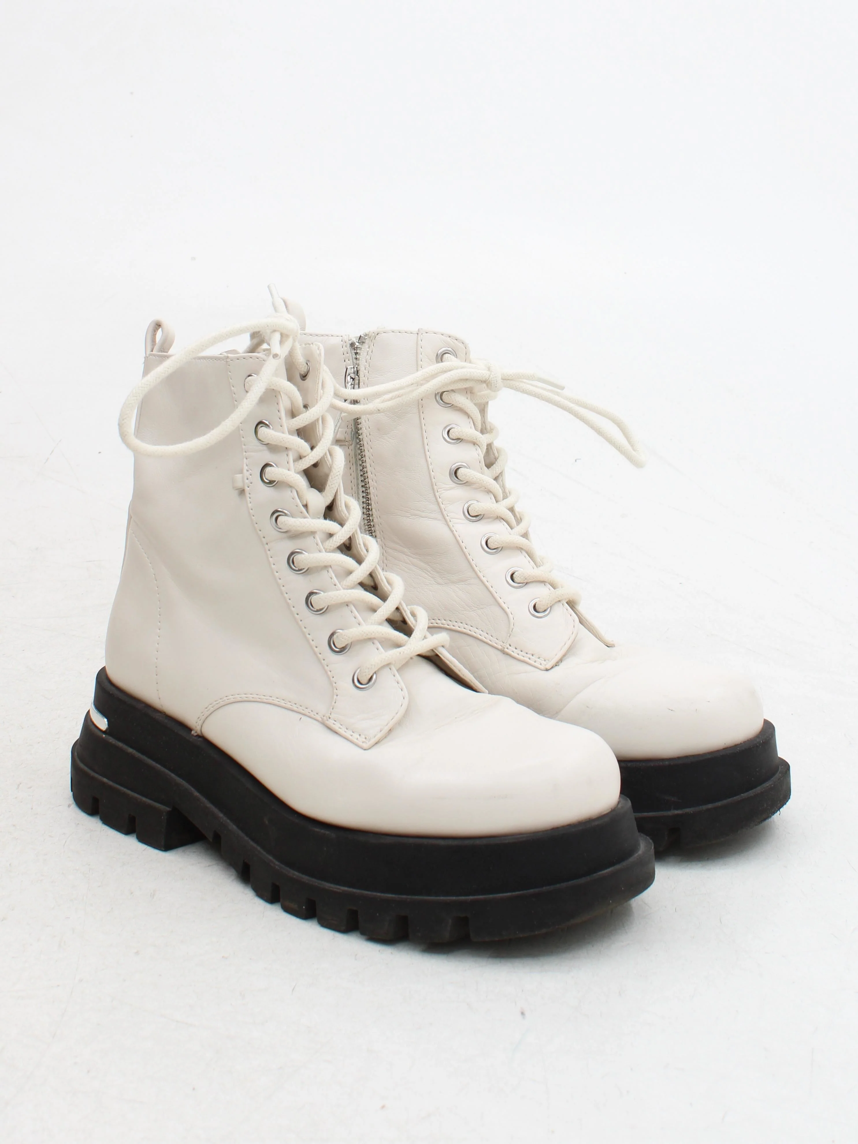 Aldo Women's Boots UK 5.5 White 100% Faux Leather Combat - Image 4