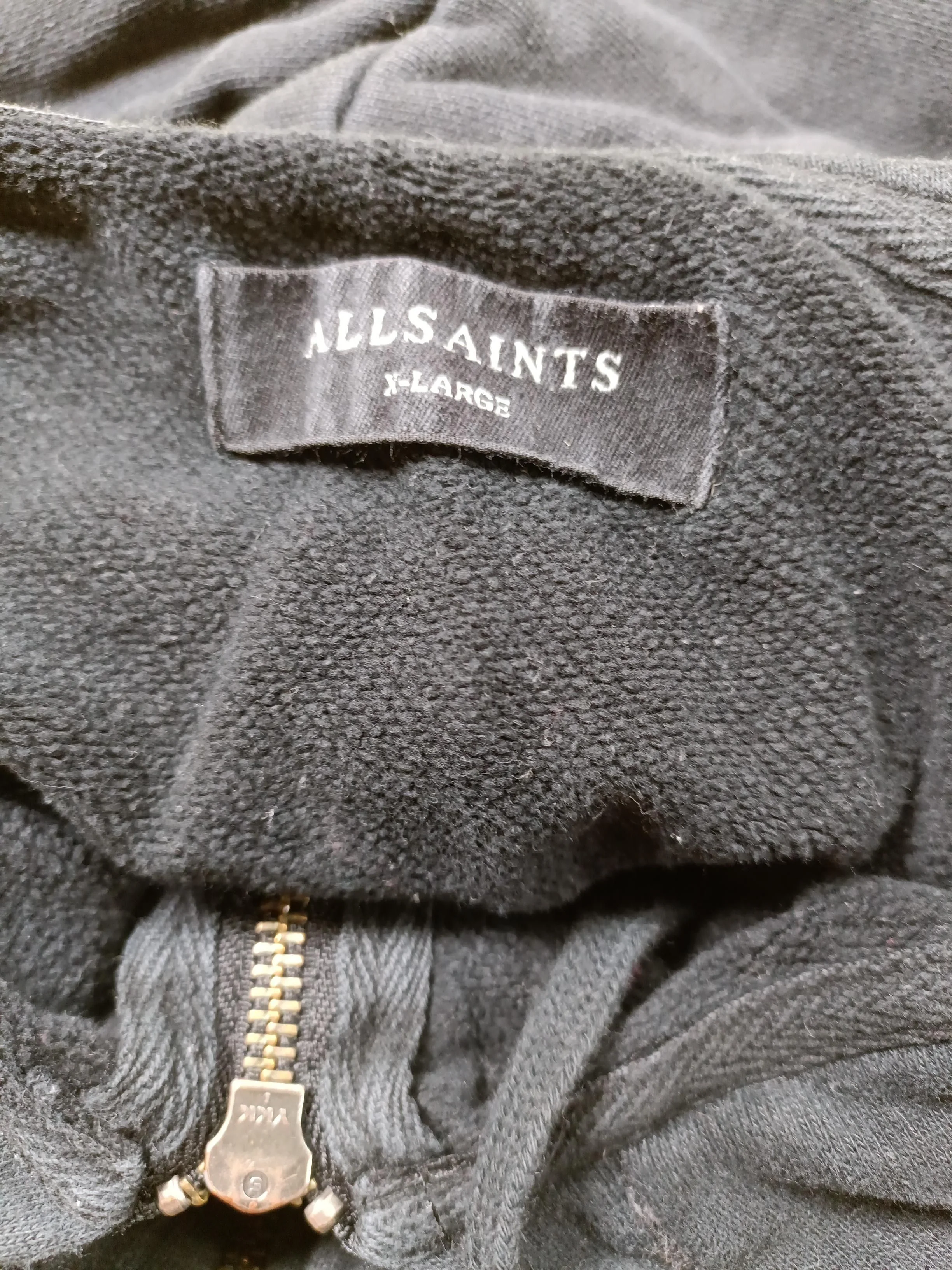 AllSaints Men's Hoodie XL Black 100% Cotton Full Zip - Image 7