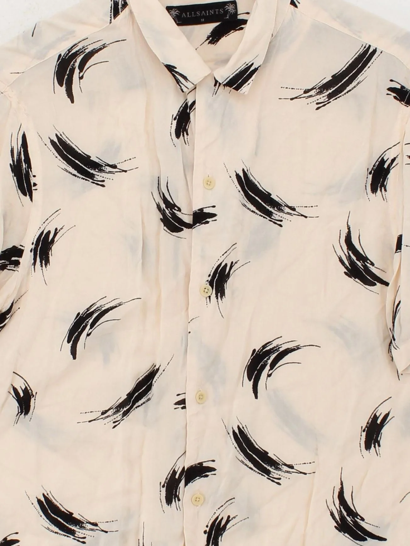 AllSaints Men's Shirt M Cream Graphic 100% Viscose Basic - Image 3