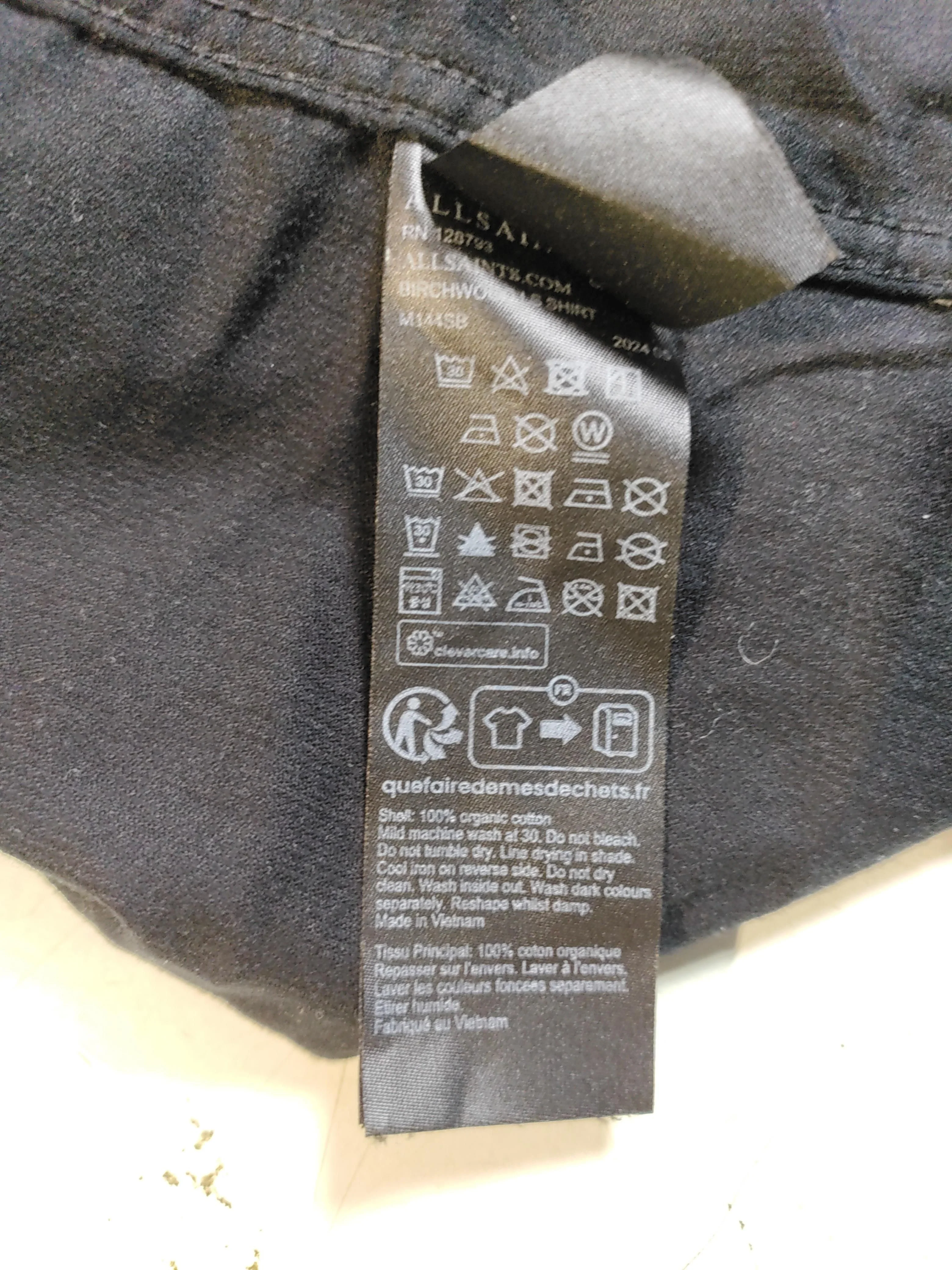 AllSaints Men's Shirt S Black 100% Cotton Basic - Image 7