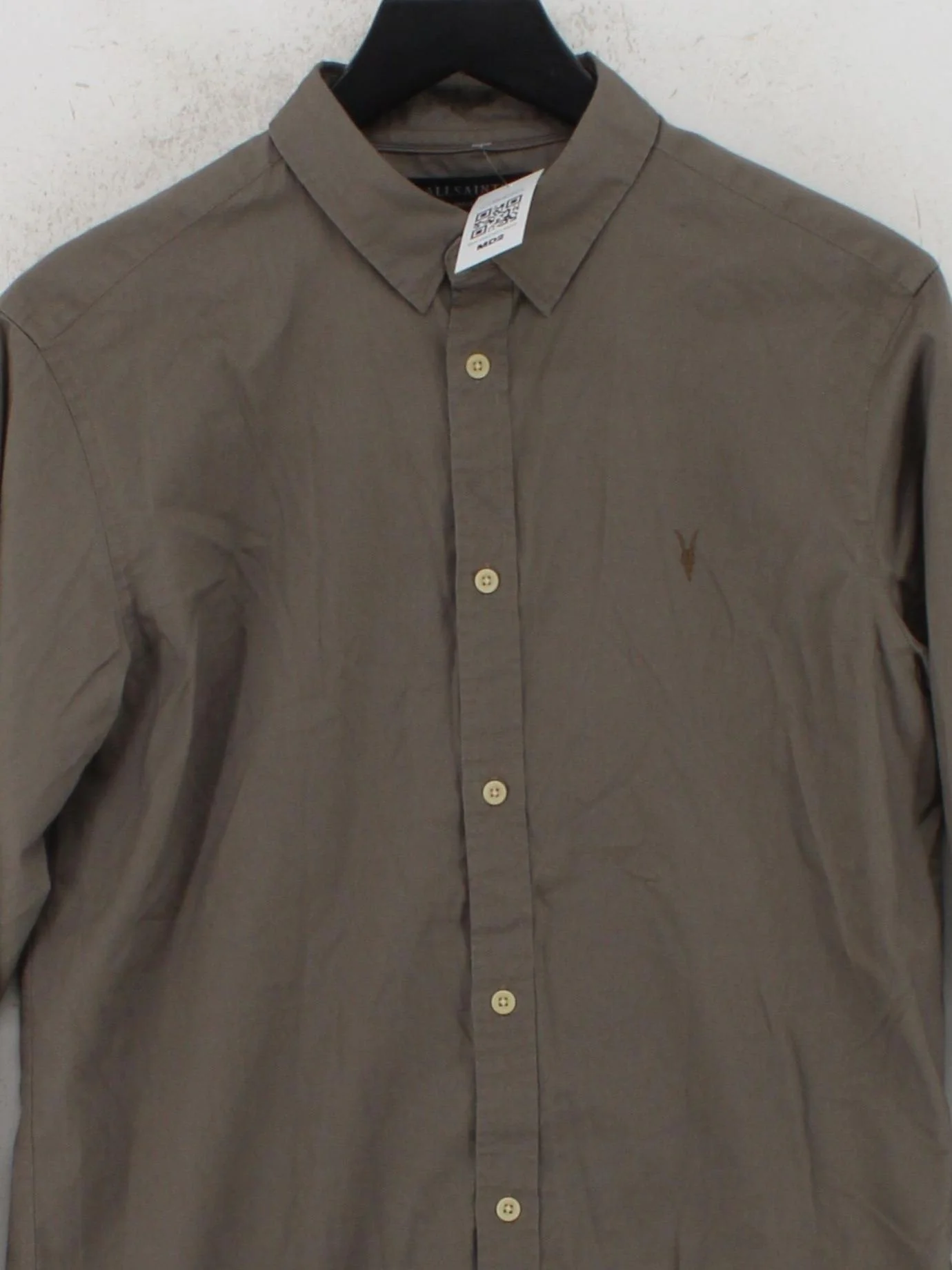 AllSaints Men's Shirt S Brown 100% Cotton Basic - Image 3