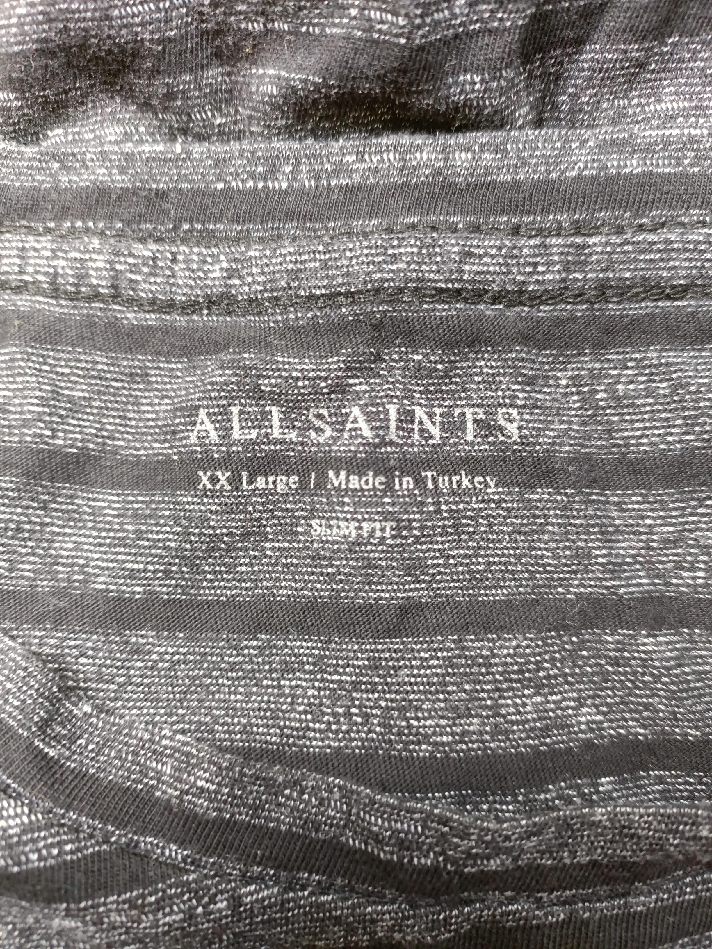 AllSaints Men's T-Shirt XXL Grey Striped Cotton with Polyester Basic - Image 5