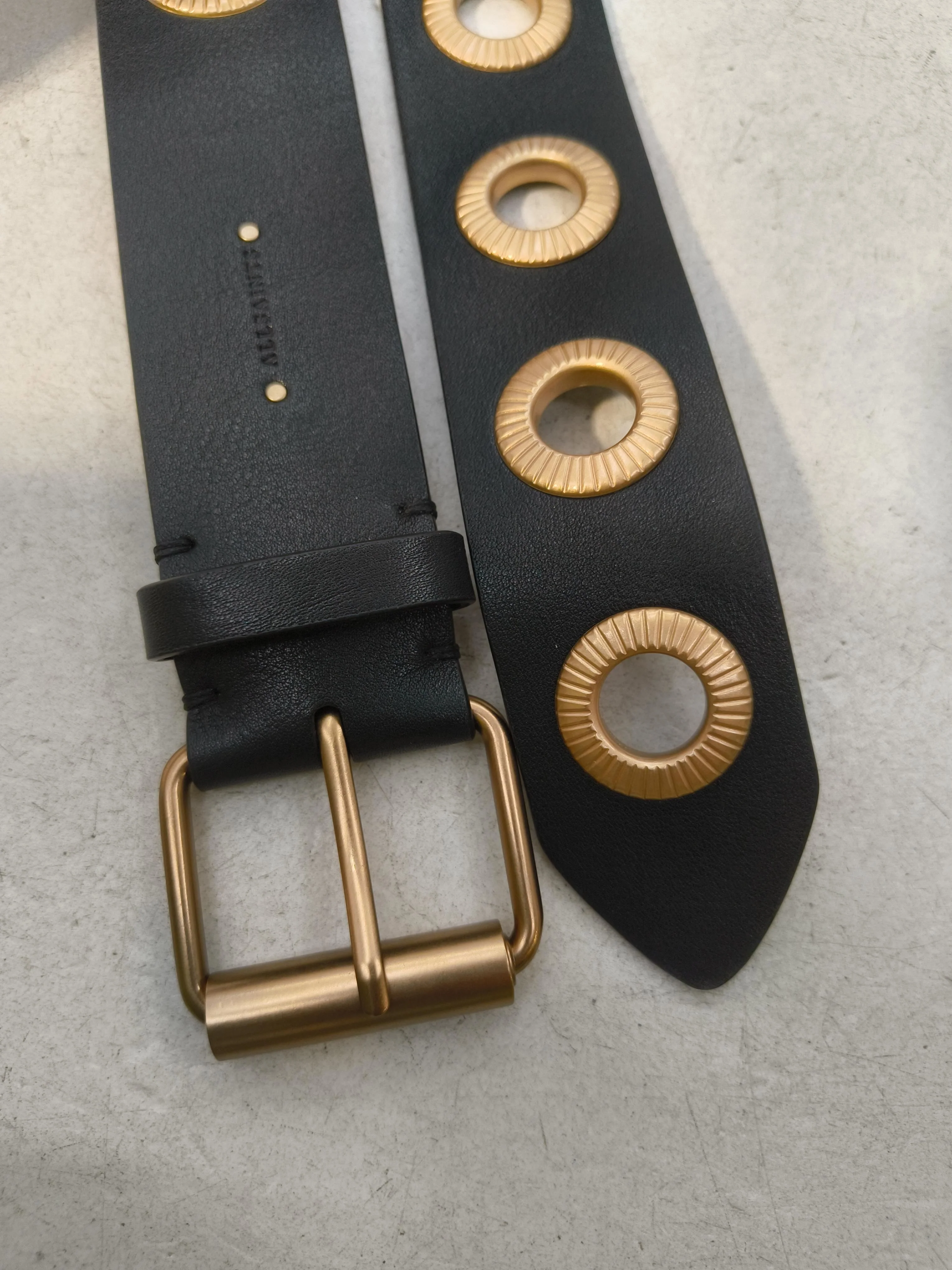 AllSaints Women's Belt S Black Leather with Faux Leather Basic Belt - Image 3
