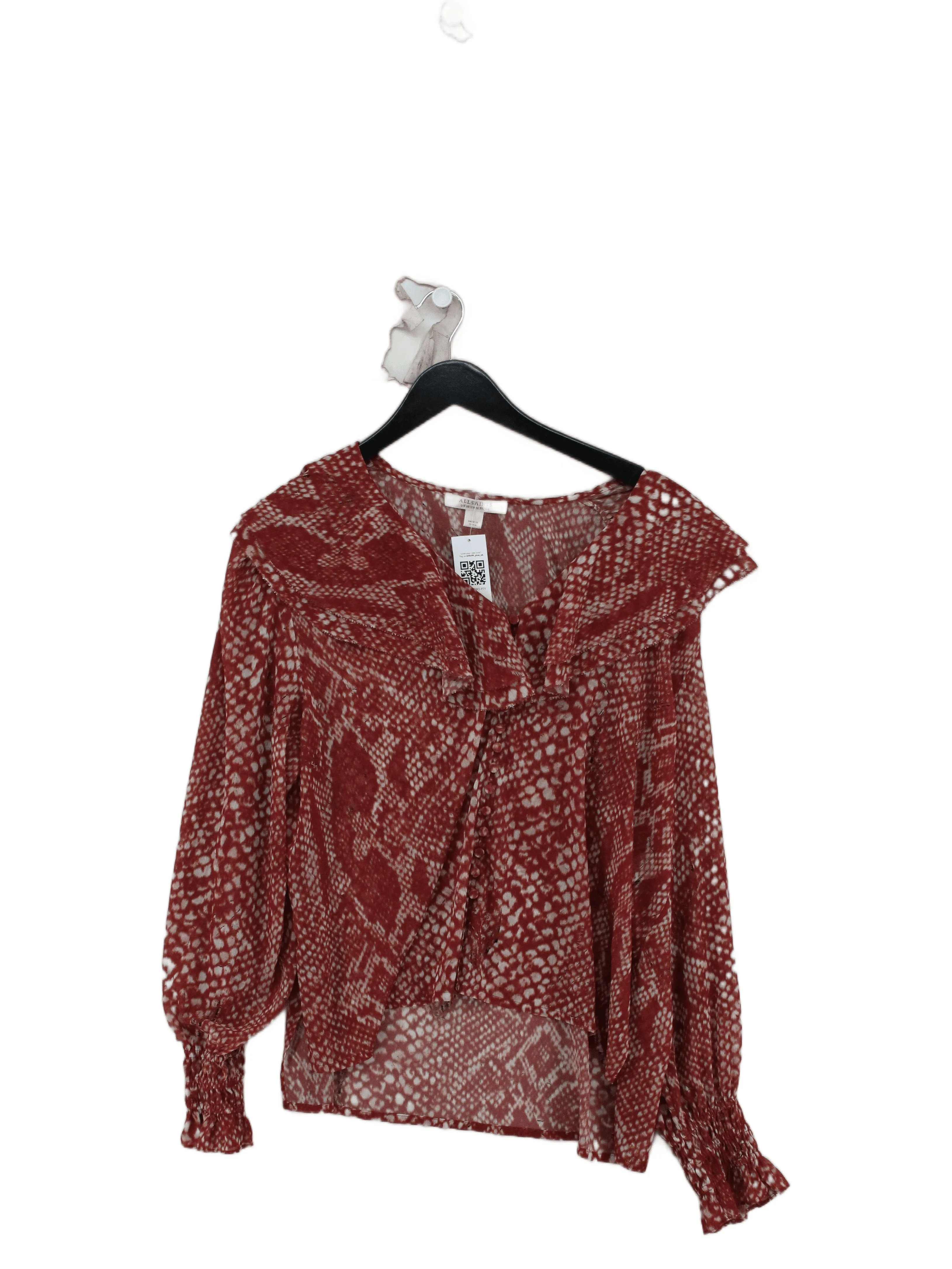 AllSaints Women's Blouse UK 16 Red 100% Polyester Basic