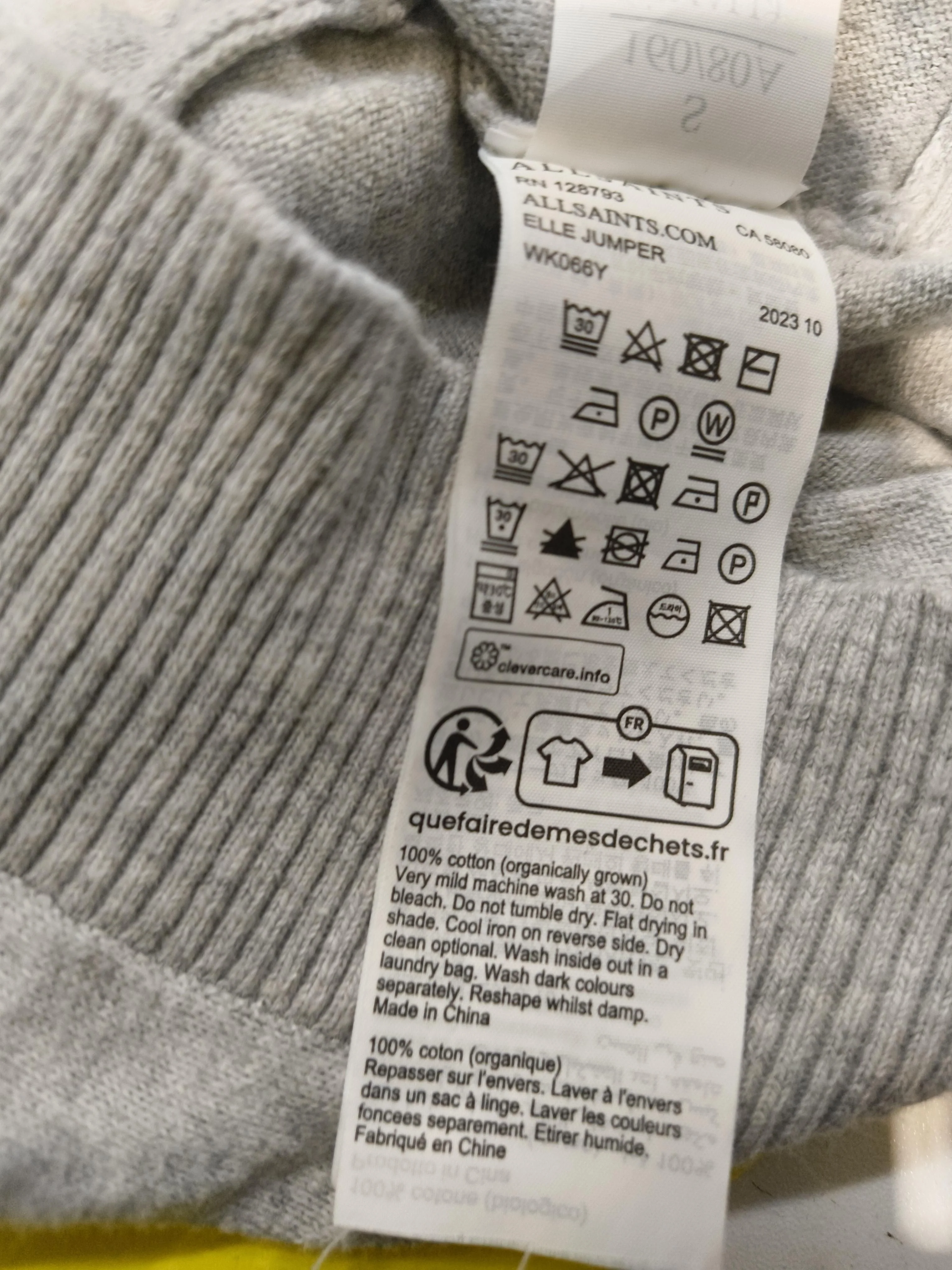 AllSaints Women's Jumper S Grey 100% Cotton Crew Neck Pullover - Image 6