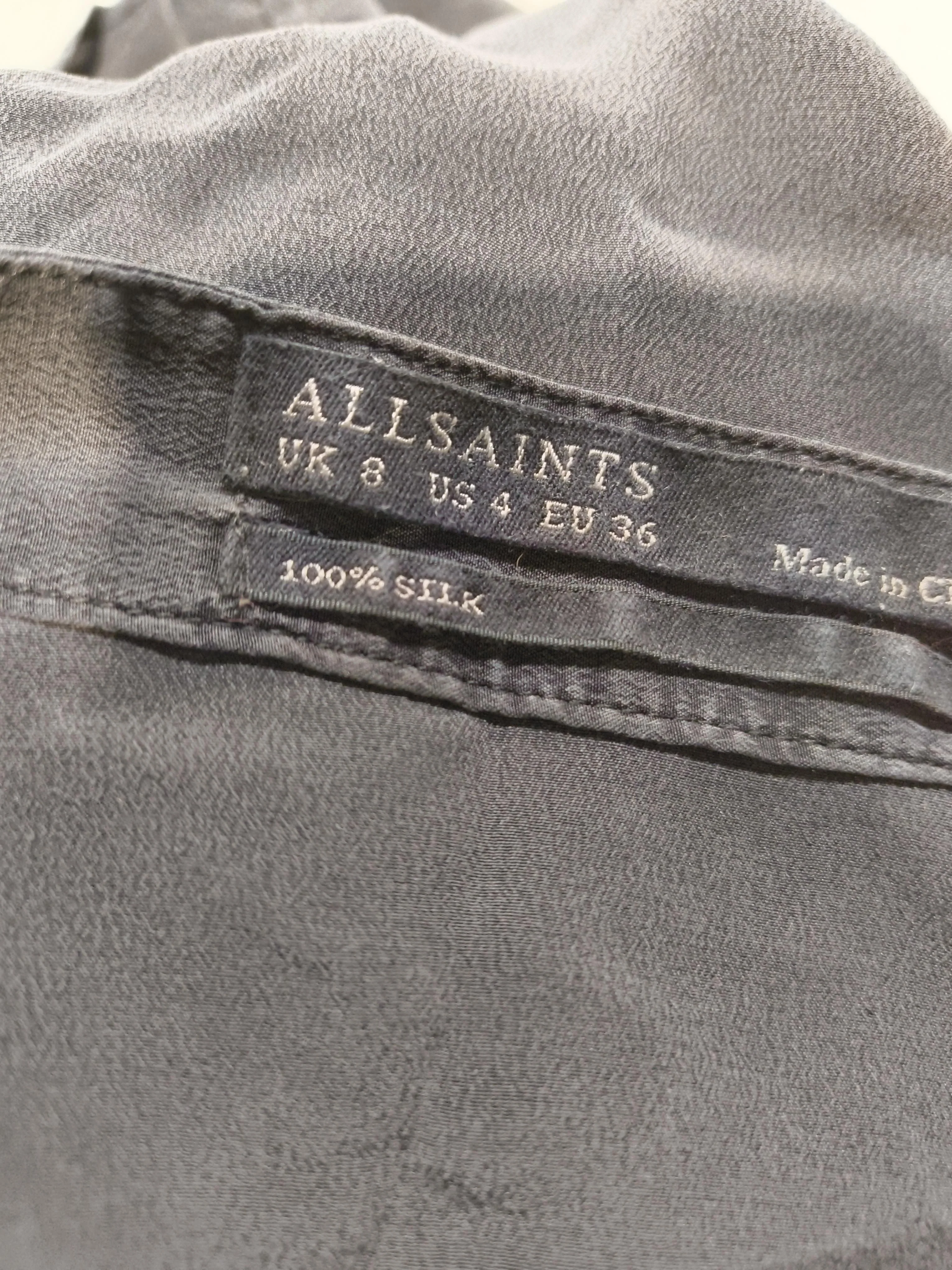 AllSaints Women's Shirt UK 8 Grey Silk with Polyester Basic - Image 5