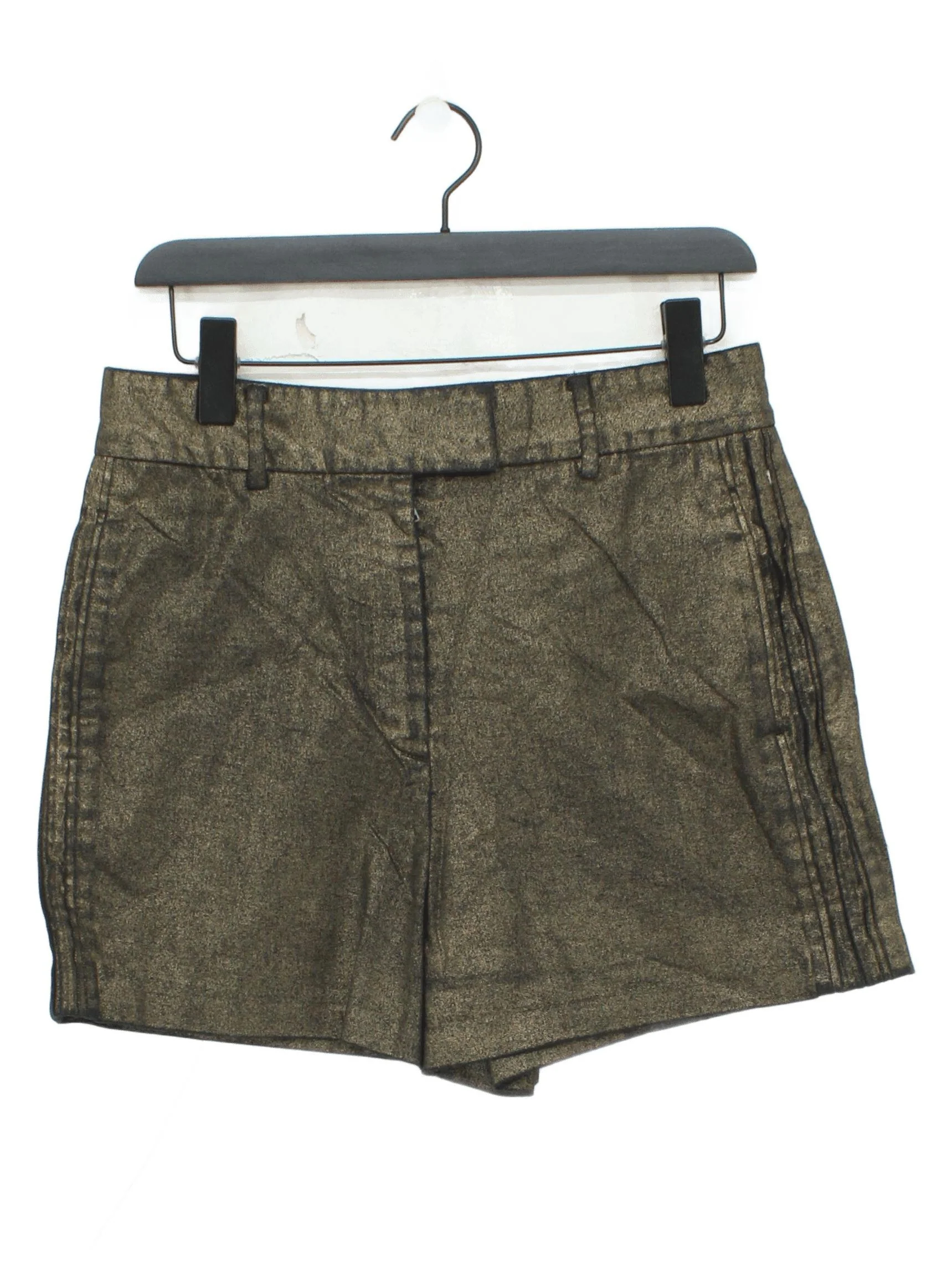 AllSaints Women's Shorts UK 12 Gold Cotton with Elastane Cut-Off