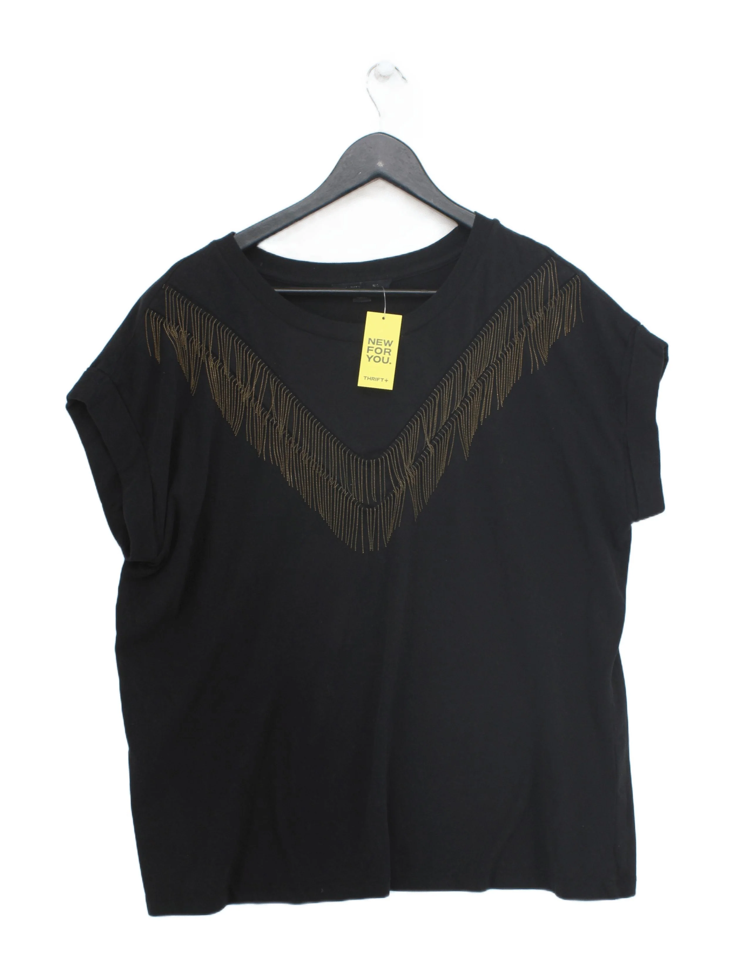 AllSaints Women's T-Shirt M Black 100% Cotton Short Sleeve Round Neck Basic