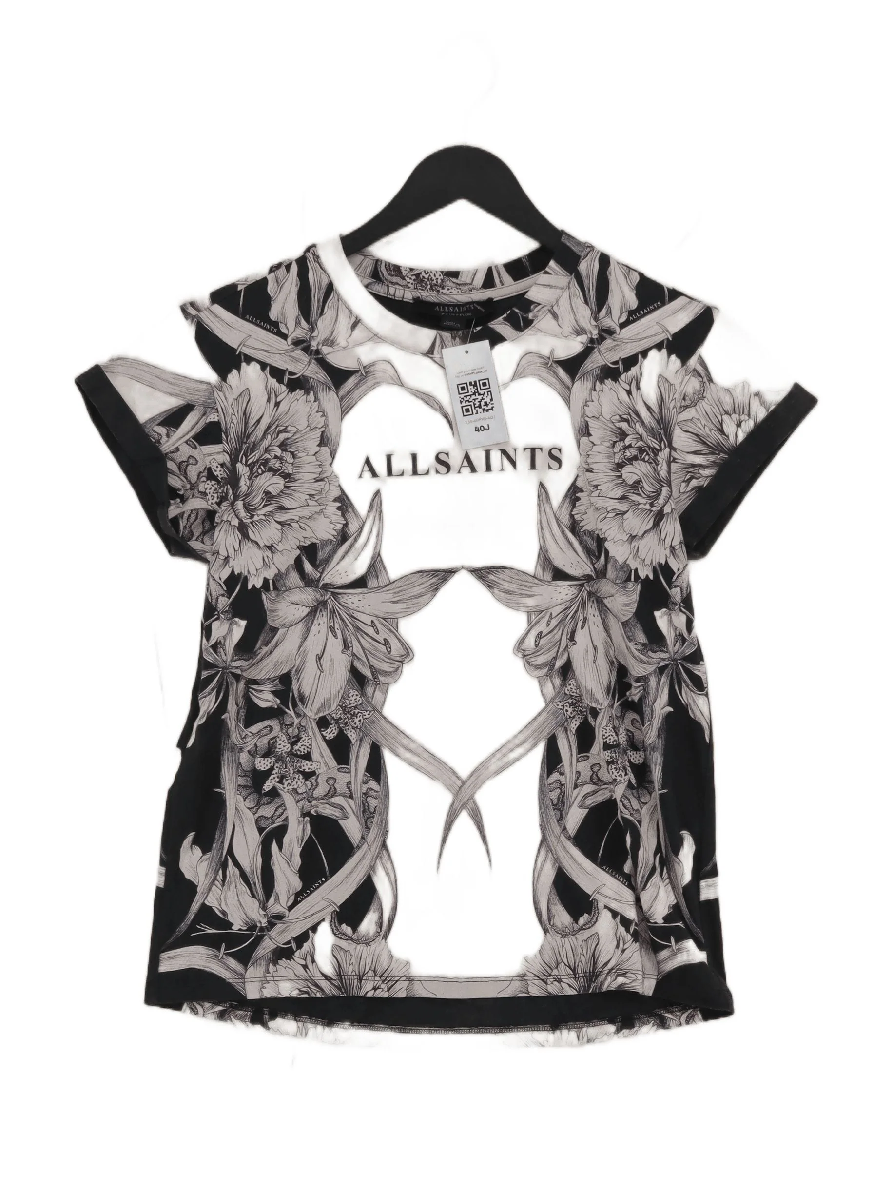 AllSaints Women's T-Shirt S Cream 100% Cotton Basic