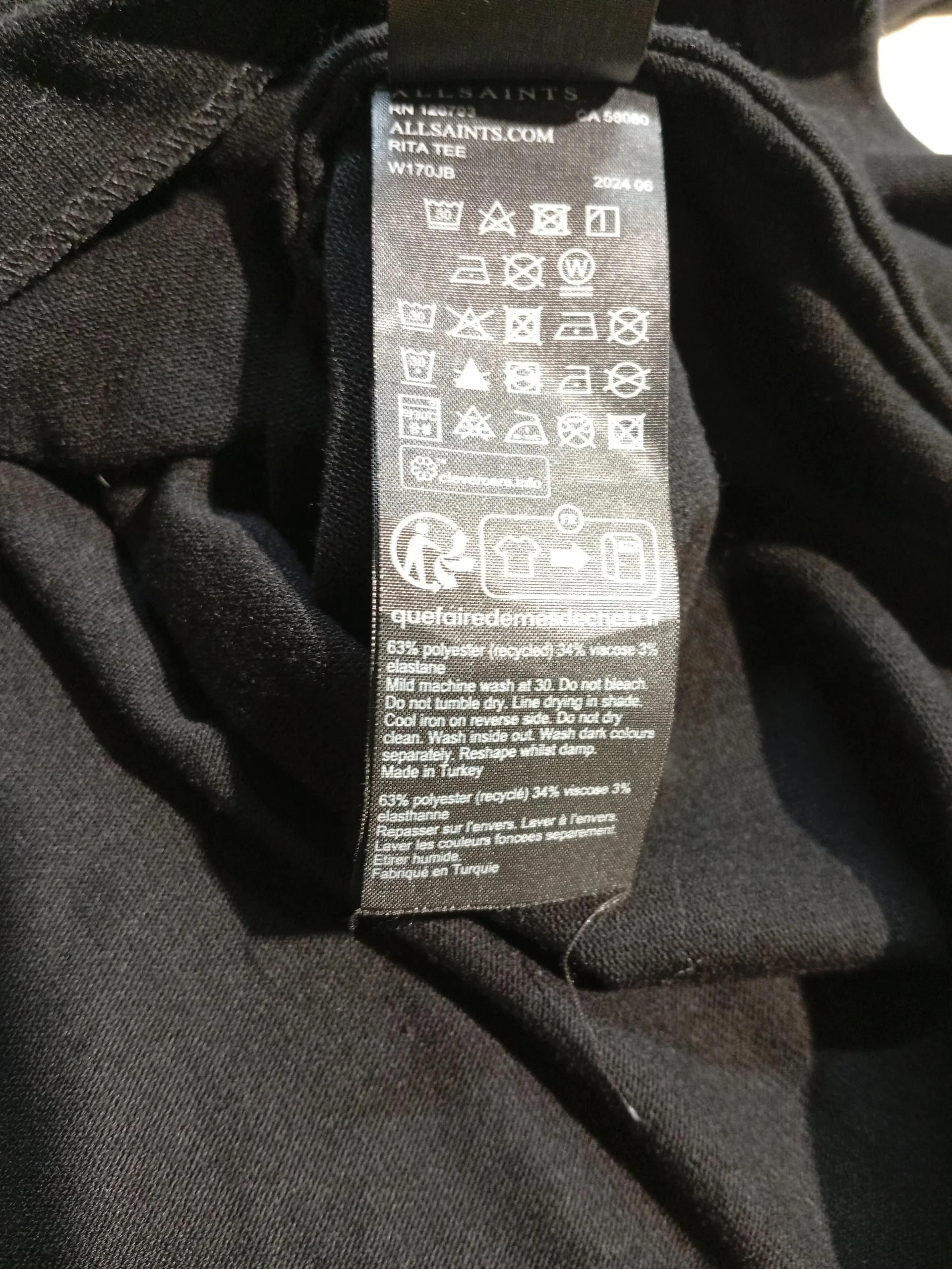 AllSaints Women's Top M Black Polyester with Viscose, Elastane Basic - Image 6